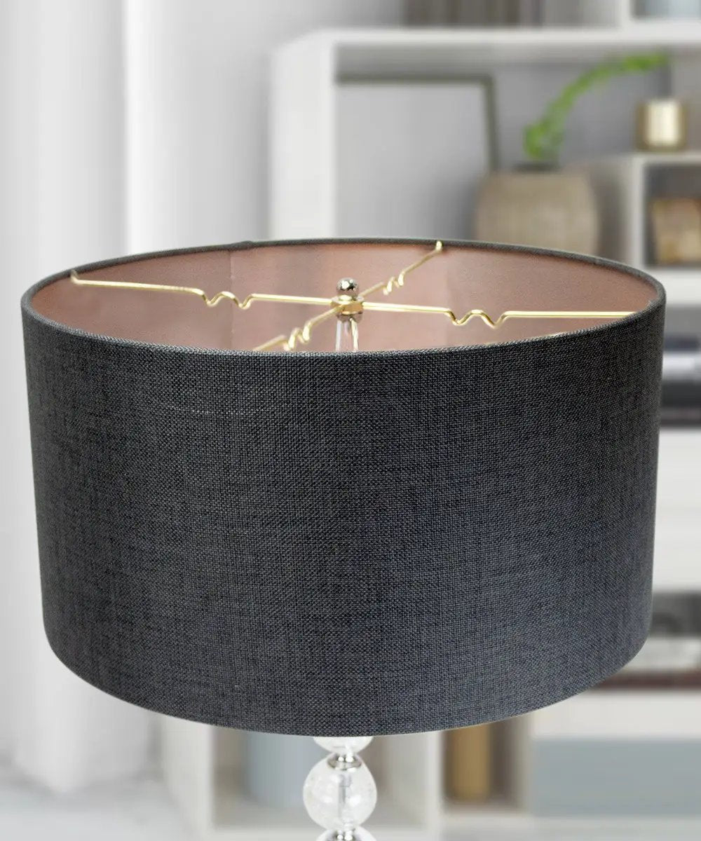 Drum Lampshade | Hardback Frame | Granite Gray | 16 X 16 X 9 Inches