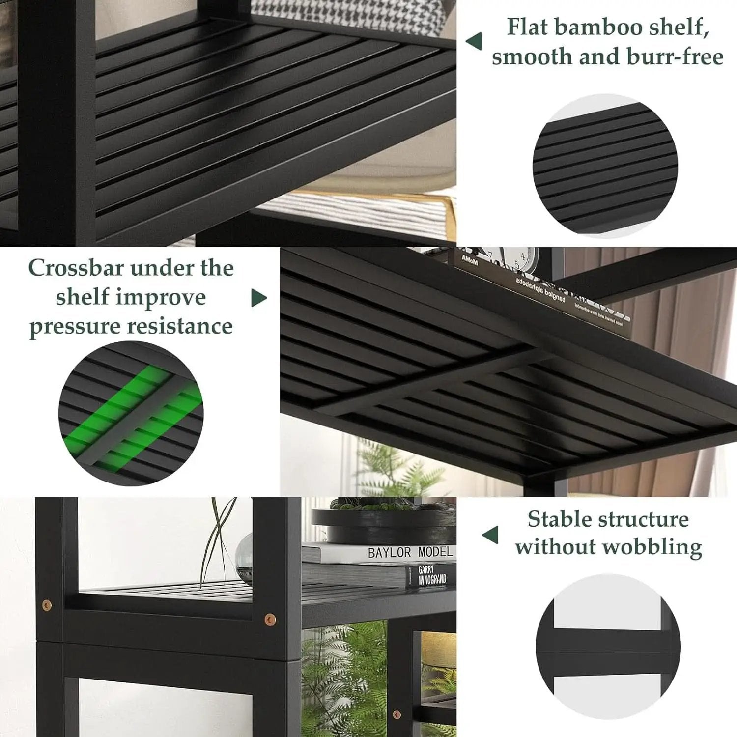 Double Wide Black Bookshelf Freestanding 6 Feet Tall from PriceLows™