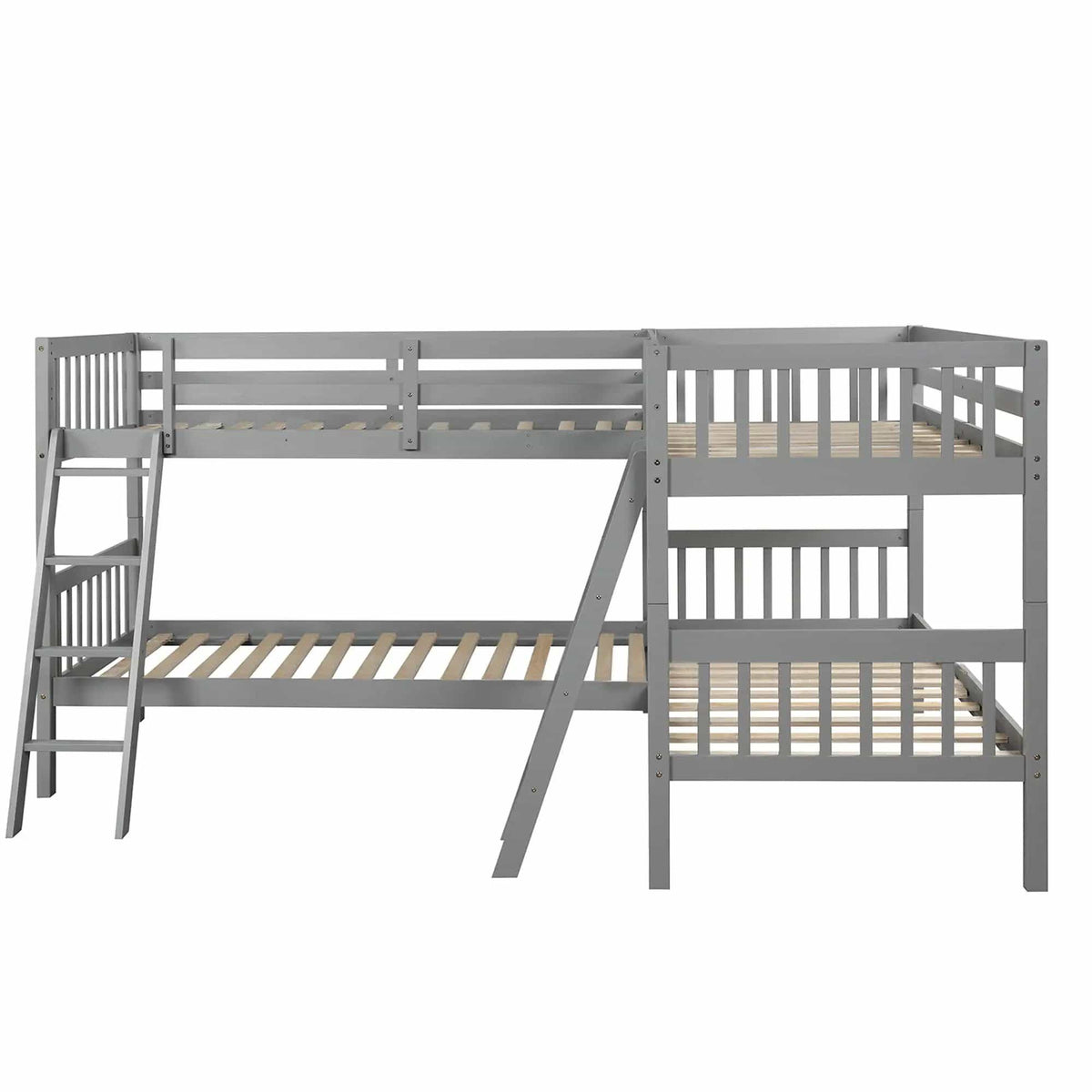 L Shaped Bunk Bed With Ladder | 2 Pieces | Pine Wood | Bedroom