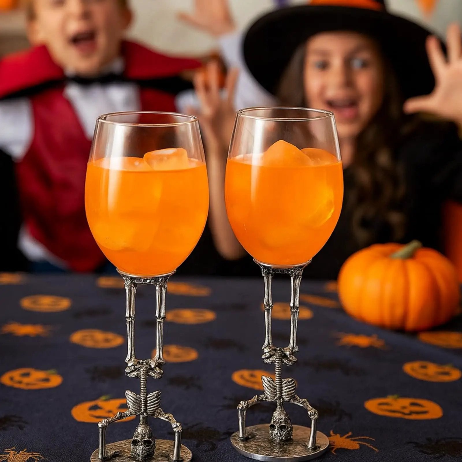 Skeleton Wine Glasses Set of 2 13oz – Gothic Skeletons Stem Goblets for Halloween Party from PriceLows™