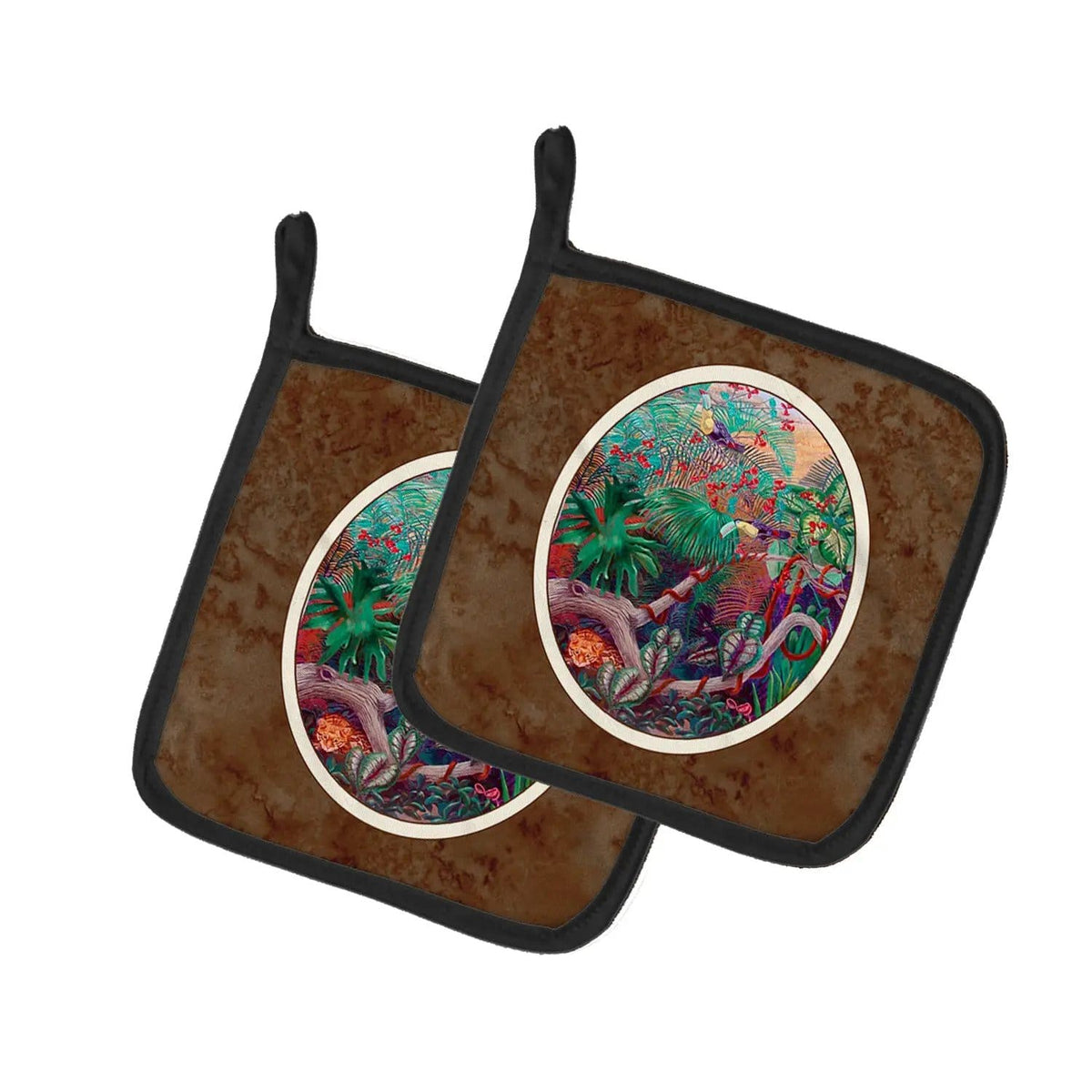 Pot Holder Set of 2 | Heat Resistant Quilted Hot Pads | 7.5 x 7.5 Inch | Bird - Toucan
