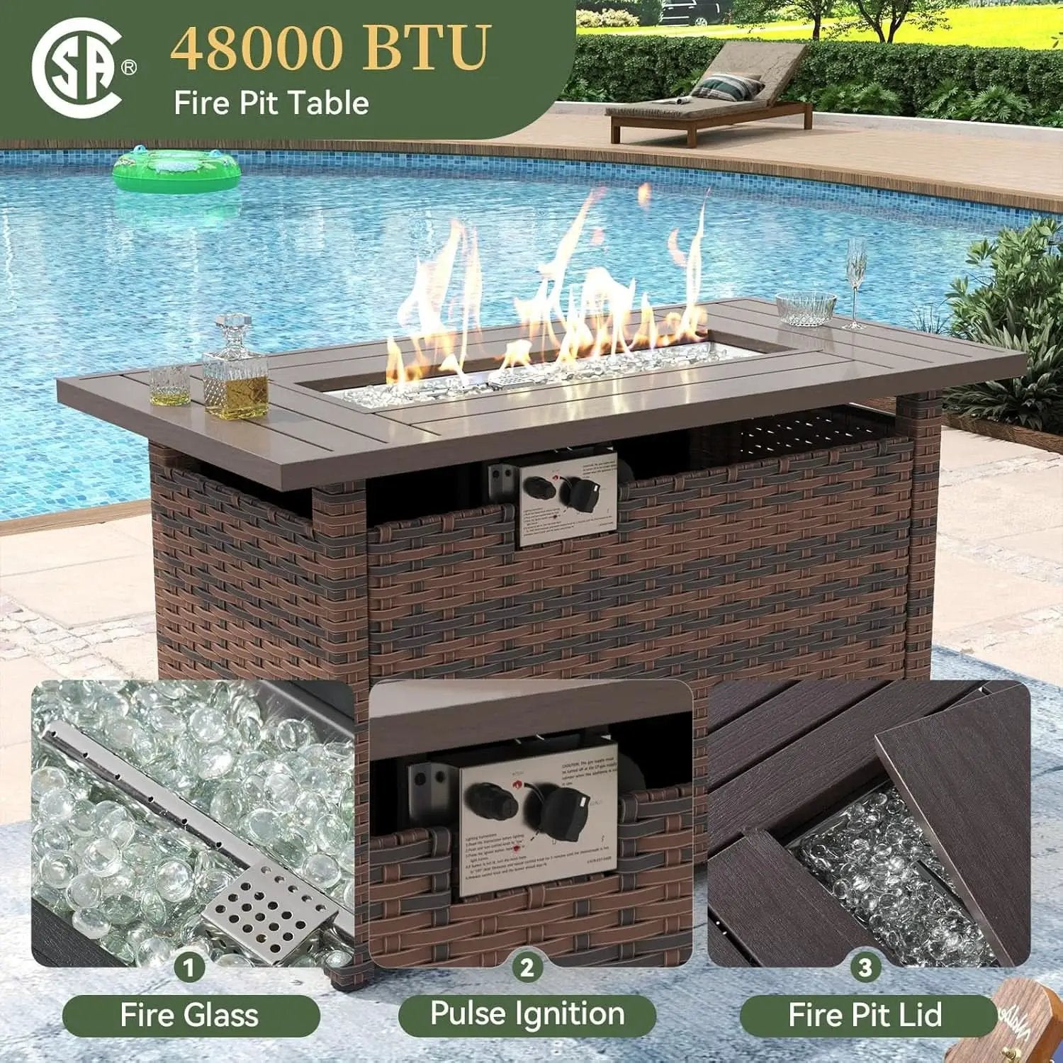Eight Piece Outdoor Patio Furniture Set with Fire Pit from PriceLows™