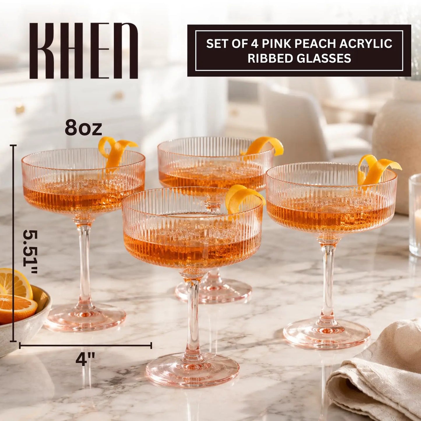 Madrid Acrylic Champagne Coupe Cocktail Glassware, Set of 4 from PriceLows™