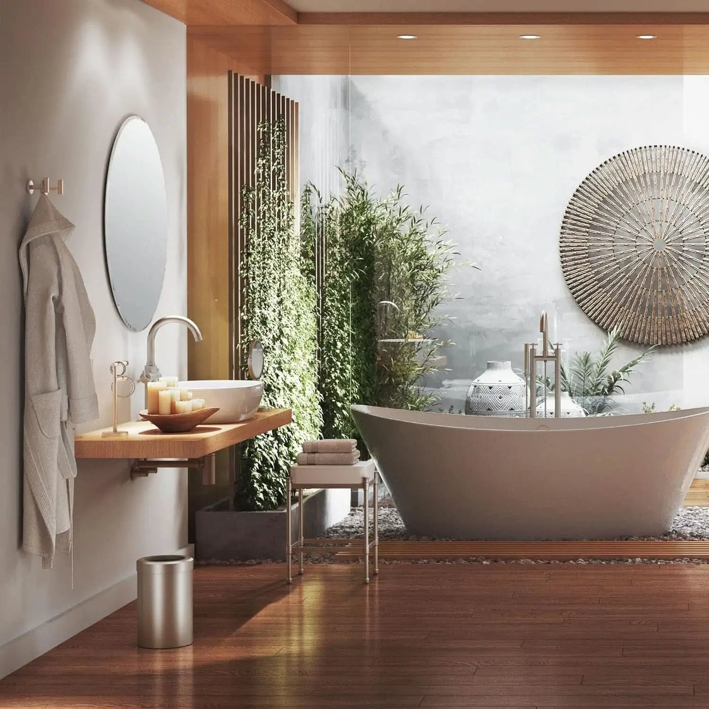 Bathroom Wall Mirror 32 Inch High 24 Inch Wide Beveled Frameless Oval For Bath Vanity And Living Room from PriceLows™