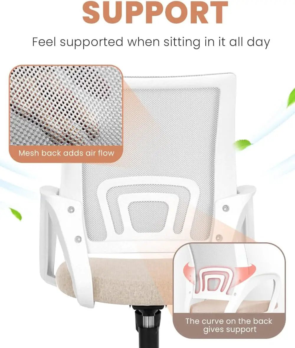 Ergonomic Beige Office Chair With Adjustable Lumbar Support from PriceLows™