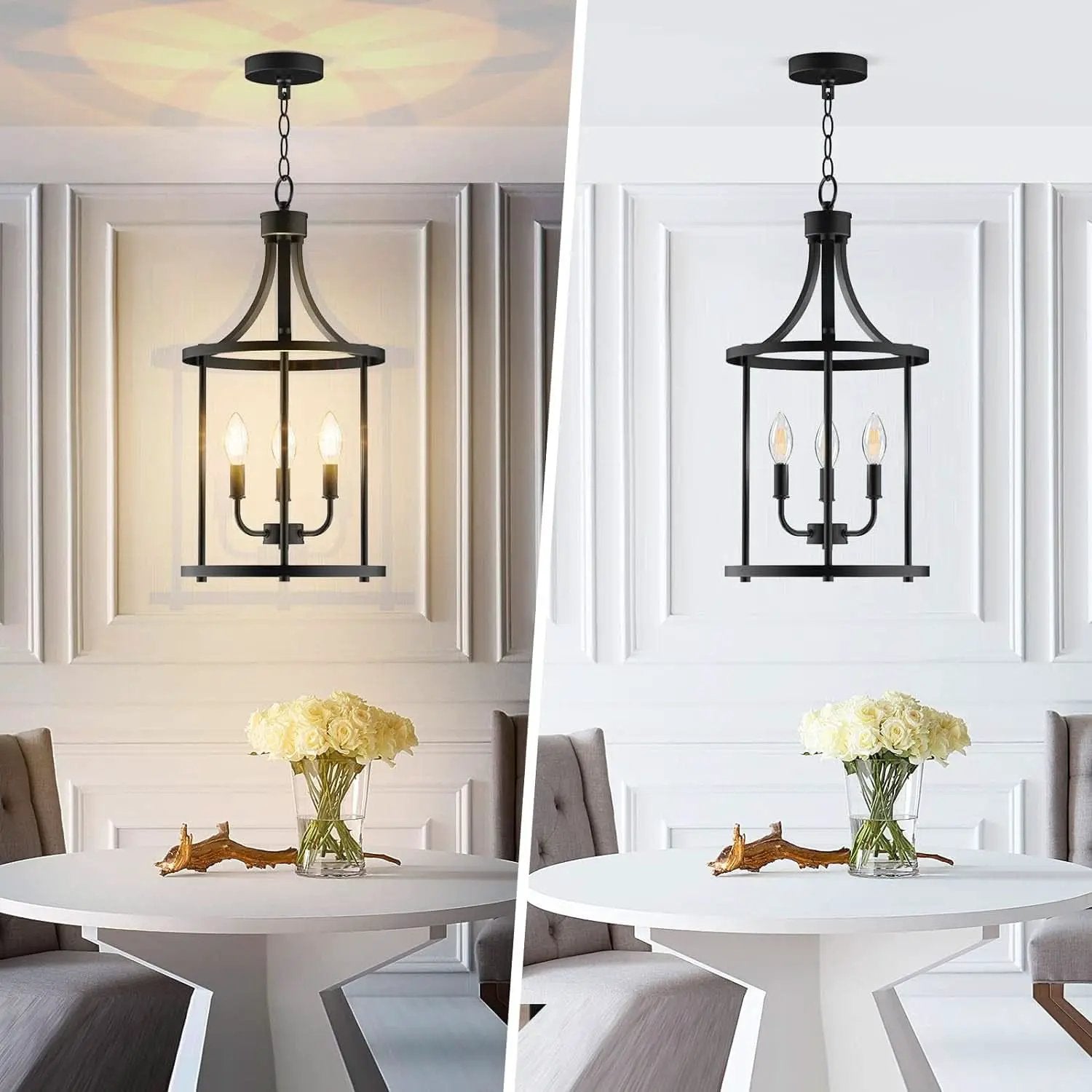 Three Light Matte Black Farmhouse Pendant Chandelier from PriceLows™