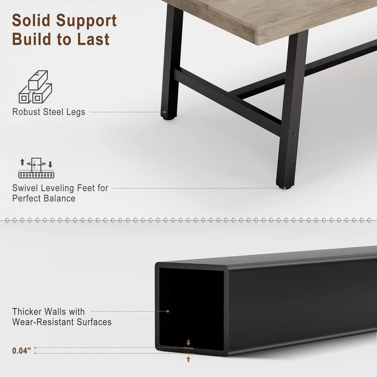Industrial Dining Table 70.87 Inch Grey For Kitchen from PriceLows™