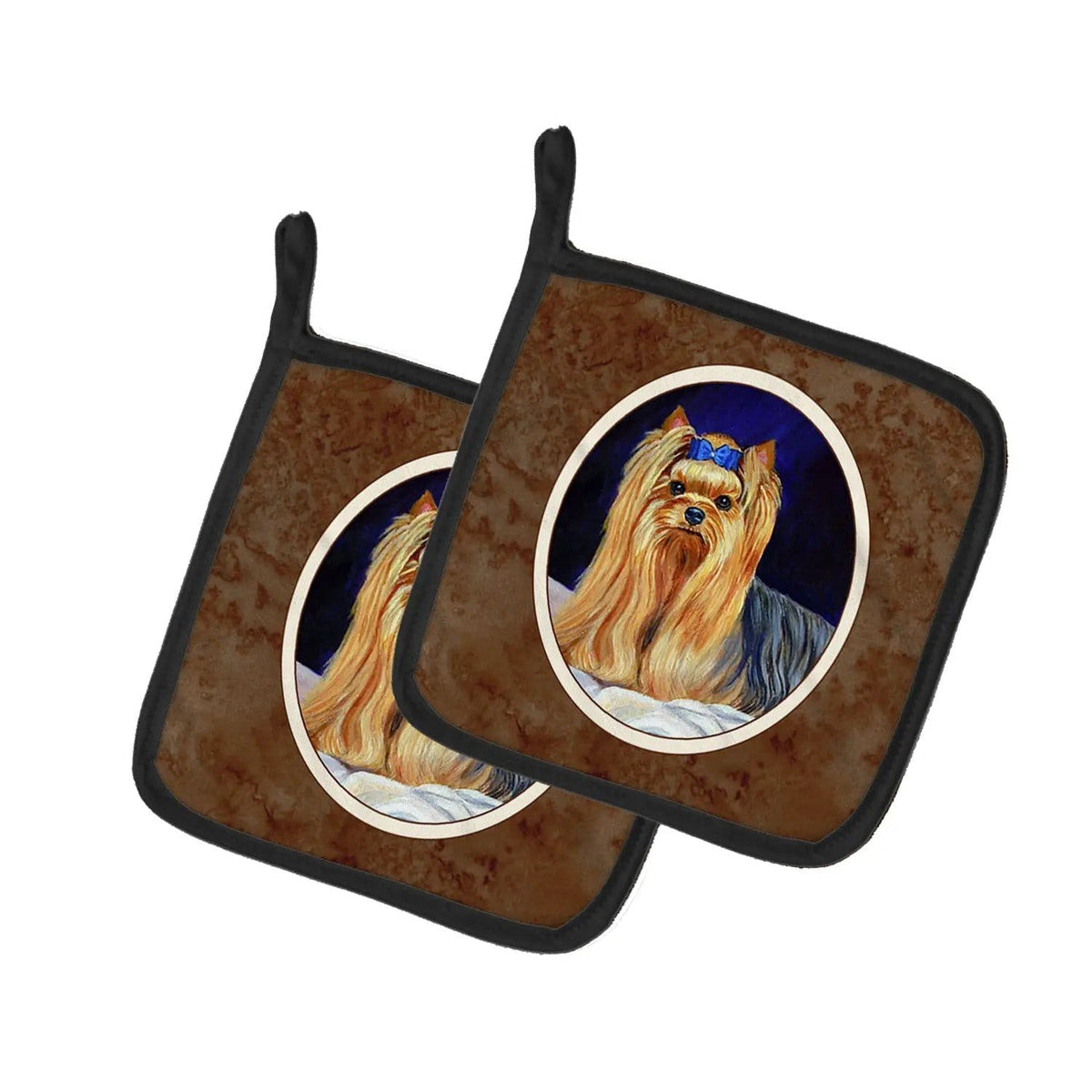 Pot Holder Set of 2 | Heat Resistant Quilted Hot Pads | 7.5 x 7.5 Inch | Yorkie (Style 6)