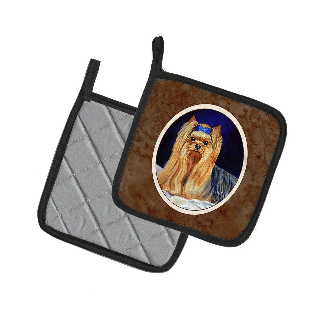 Pot Holder Set of 2 | Heat Resistant Quilted Hot Pads | 7.5 x 7.5 Inch | Yorkie (Style 6)