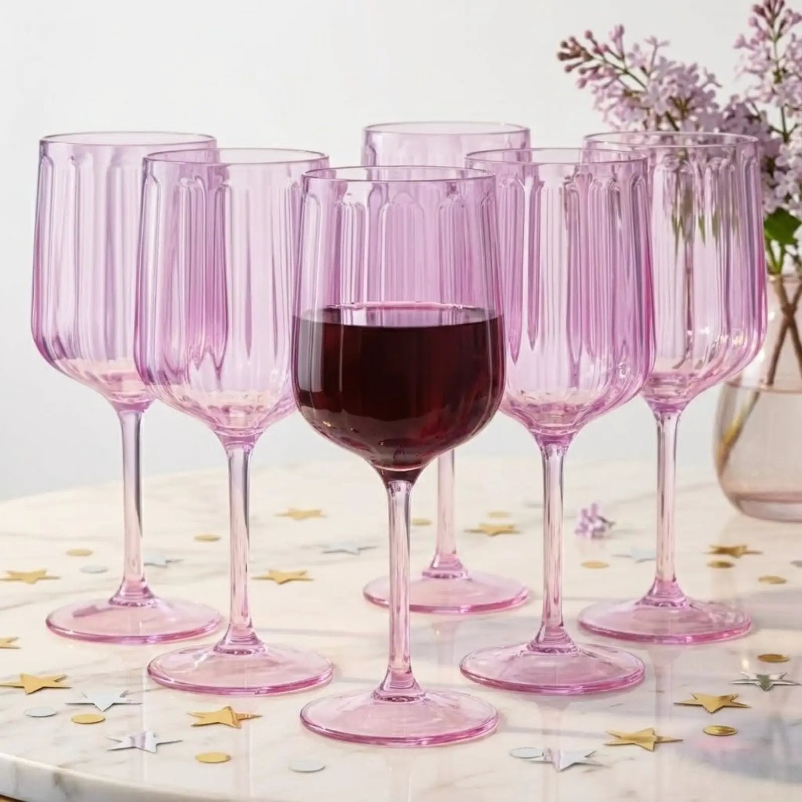 Khen Acrylic Lucia Stemmed Goblets - Set of 6 | 14oz | Lilac from PriceLows™