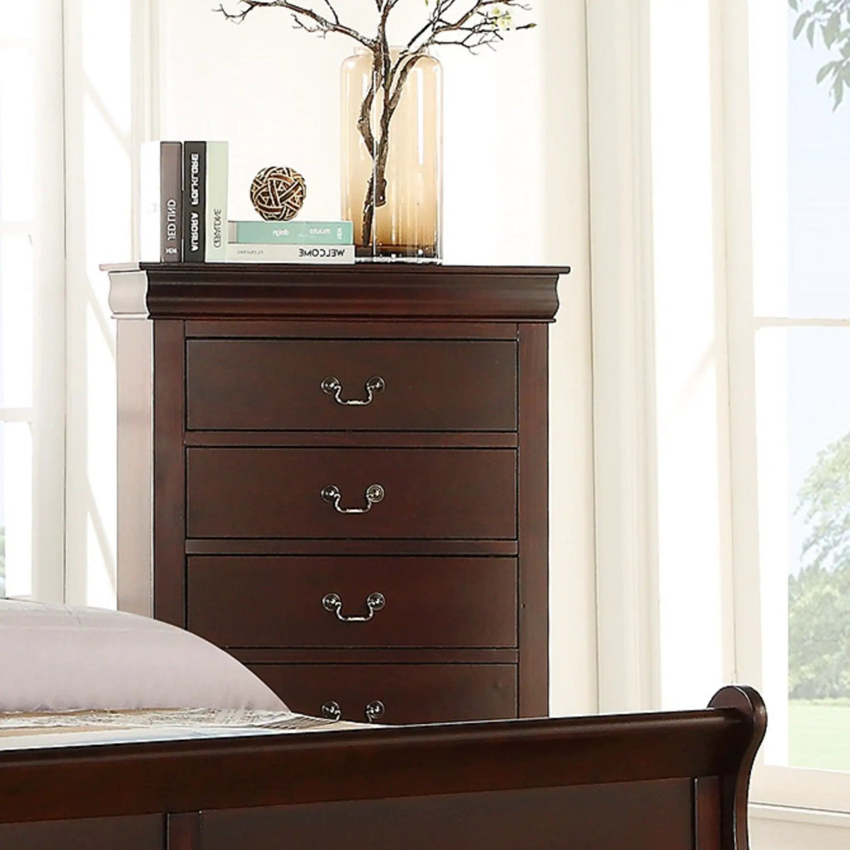 Louis Philip Cherry Chest | Five Deep Drawers | Soft Close