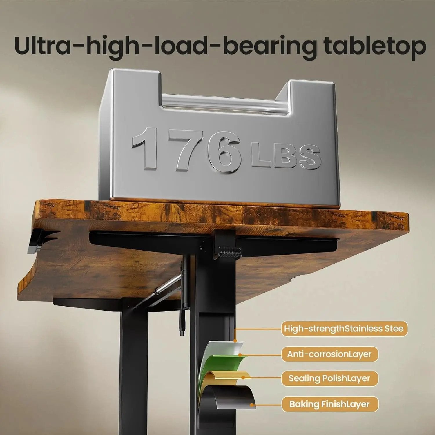 63 Inches Electric Standing Desk Brown Walnut Finish from PriceLows™