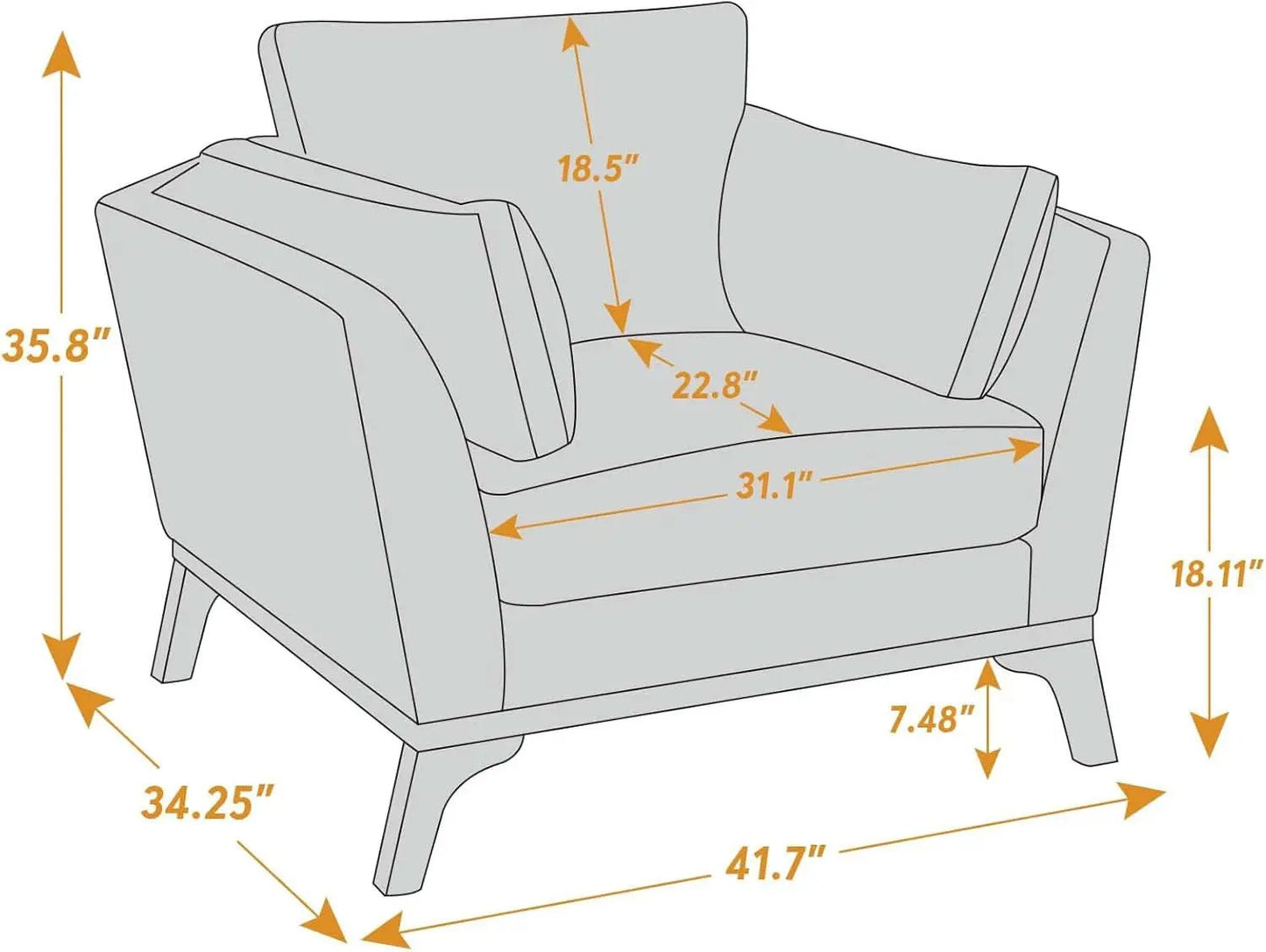 Large Yellow Linen Upholstered Accent Chair Cushions from PriceLows™