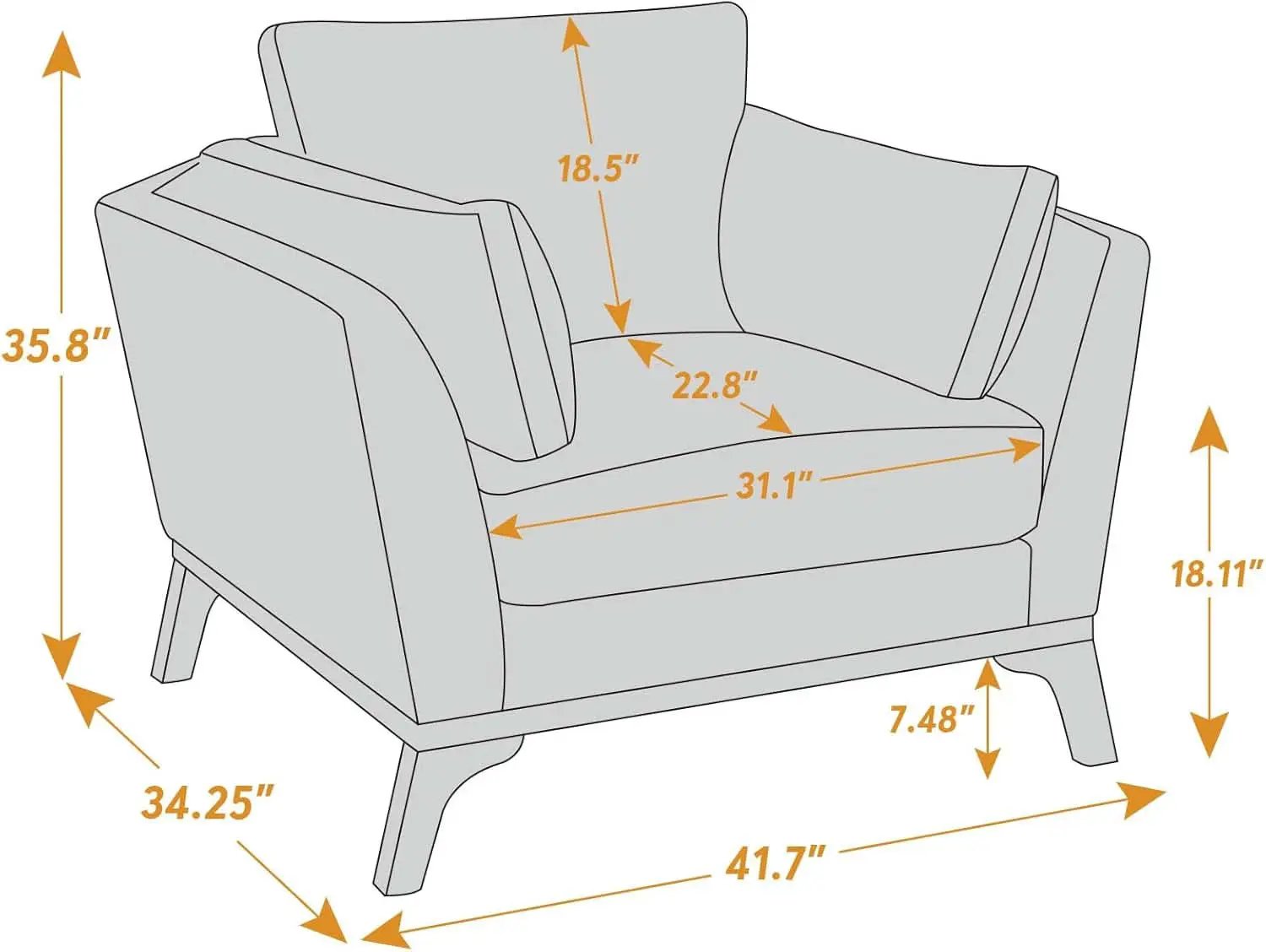Large Yellow Linen Upholstered Accent Chair Cushions from PriceLows™