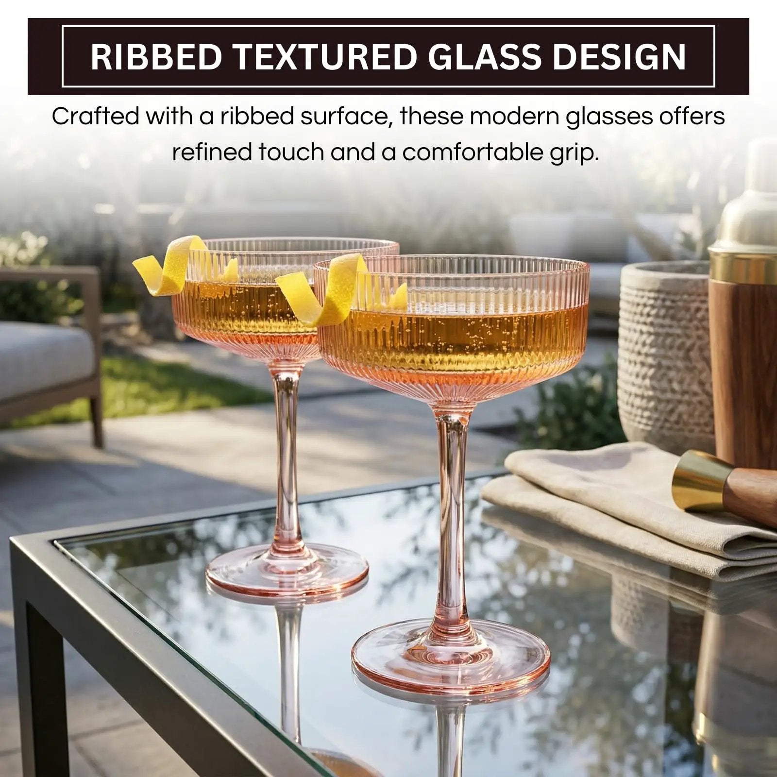 Madrid Acrylic Champagne Coupe Cocktail Glassware, Set of 2 from PriceLows™