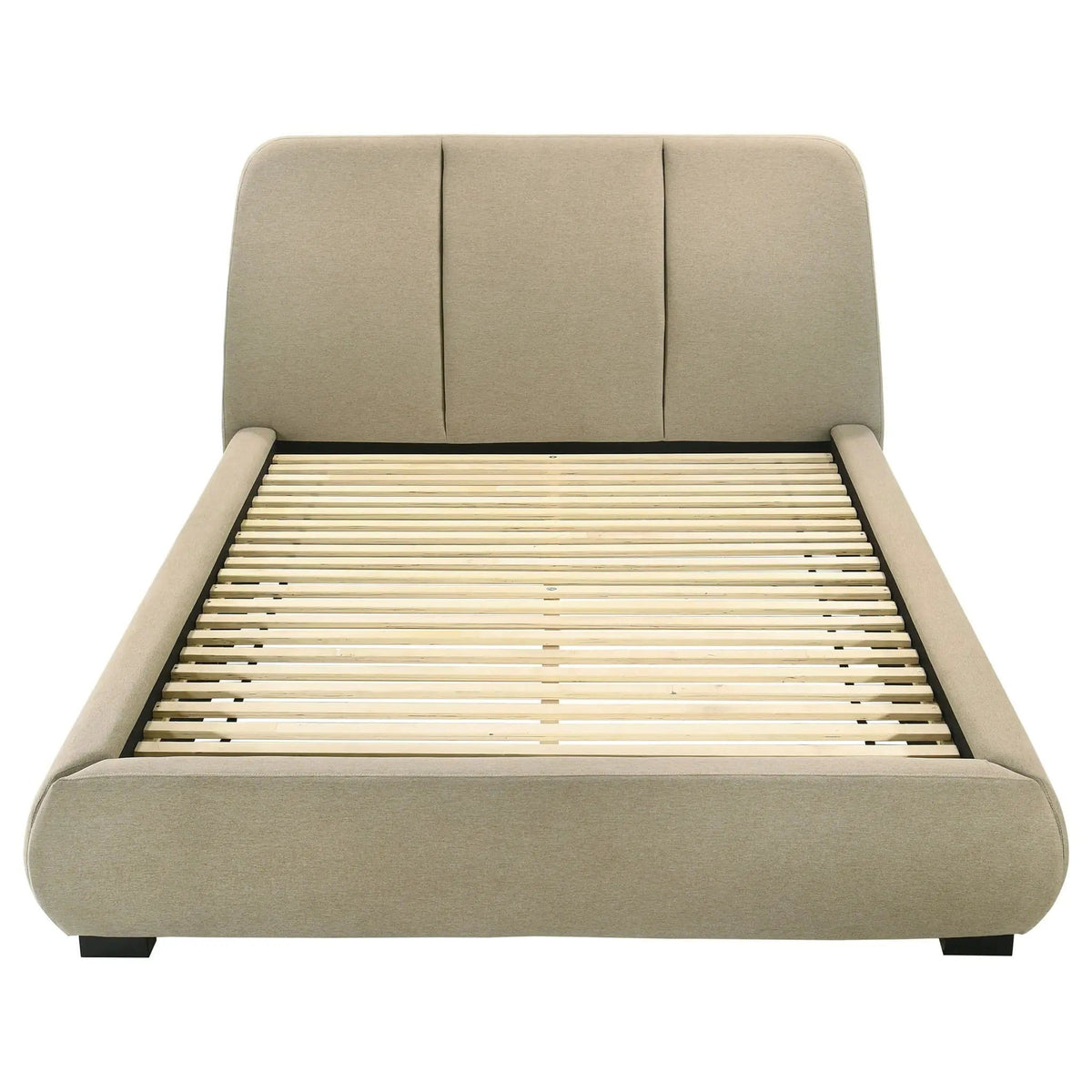 Mokena 46-inch Upholstered Queen Platform Bed | 72.75 x 95.25 x 45.5 in | Engineered Wood | Brown
