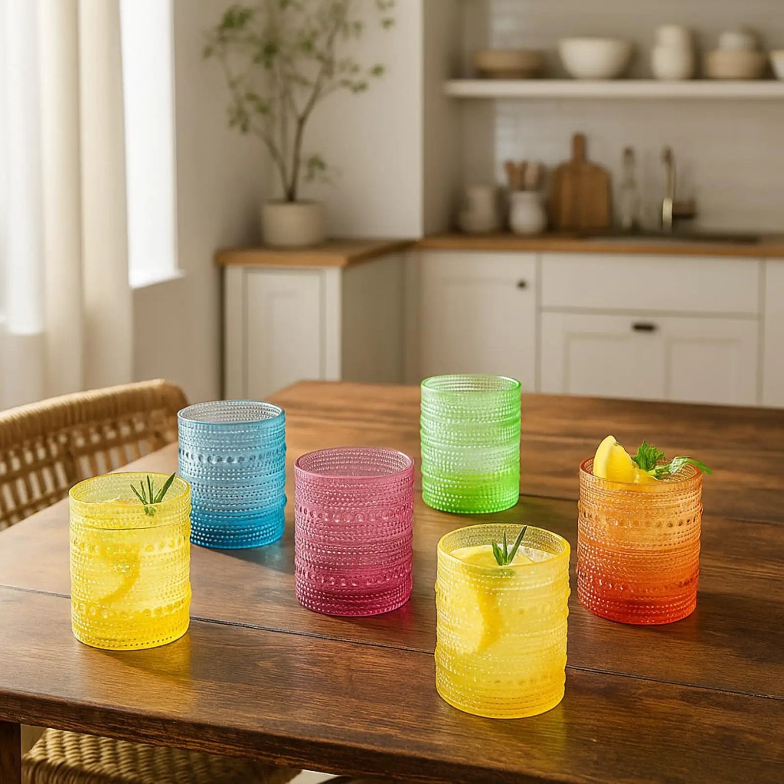 Vibes Hobnail glassware set of 6 Summer colors from PriceLows™
