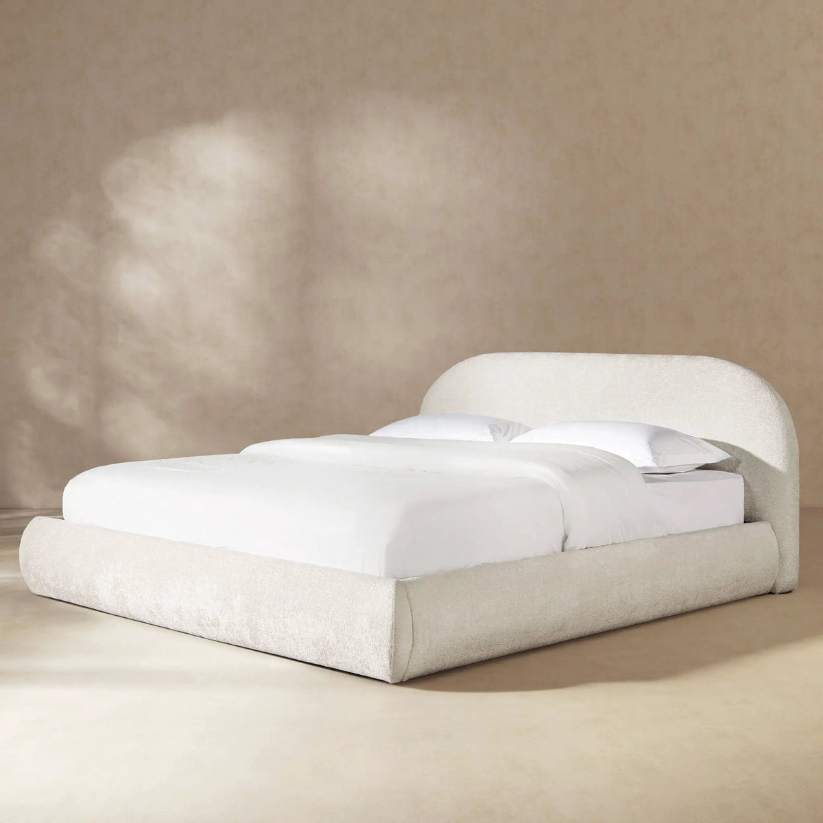 Archie Upholstered Platform Bed | Puffy Arch Headboard | Grounded Design | No Box Spring Needed