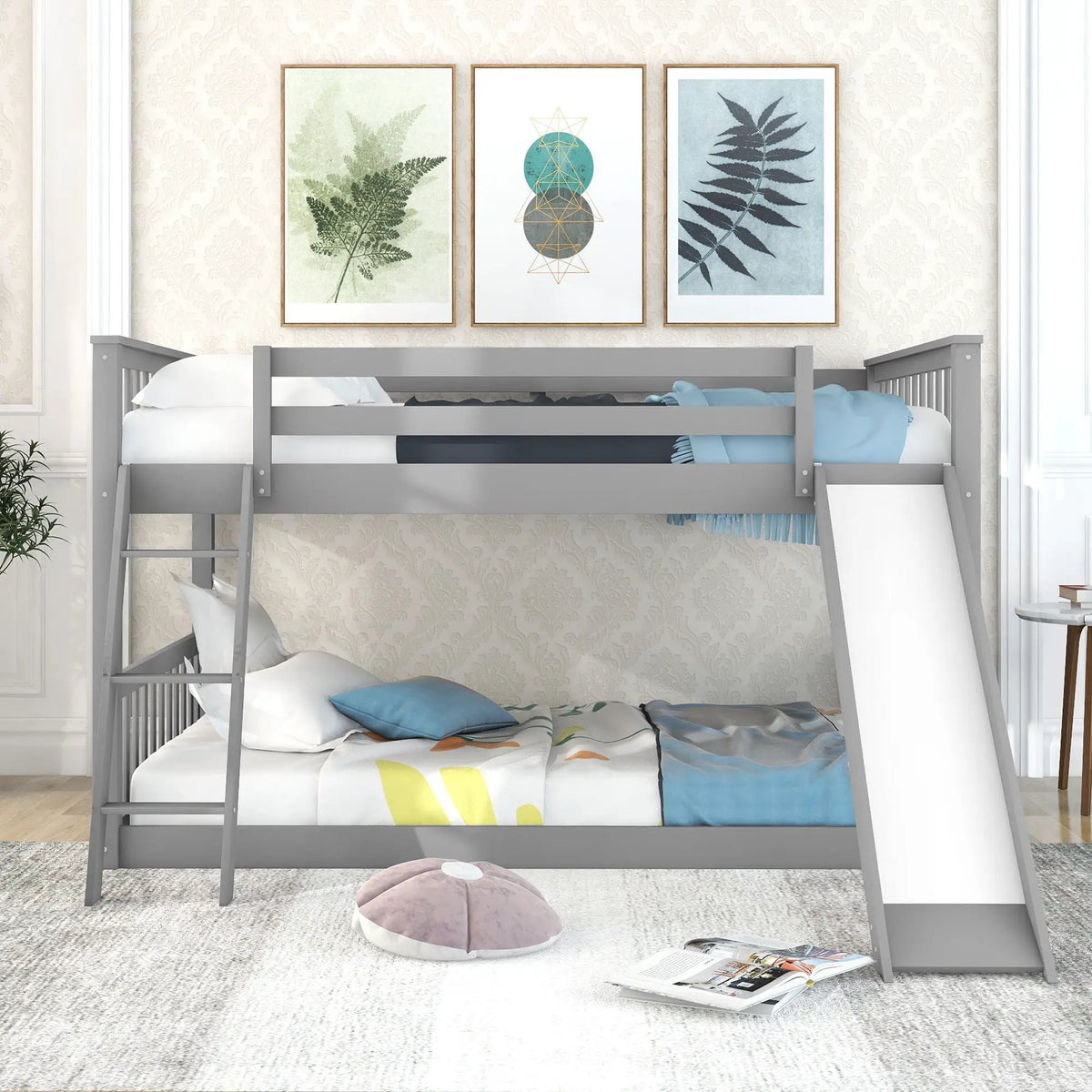 Bunk Bed | Convertible Slide And Ladder | Solid Pine Wood | Easy Access Design