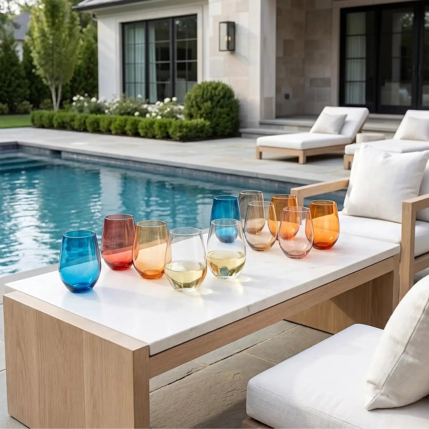 Acrylic Stemless Wine Glass Set | 15 Oz Capacity | Shatter Resistant | Set of 12