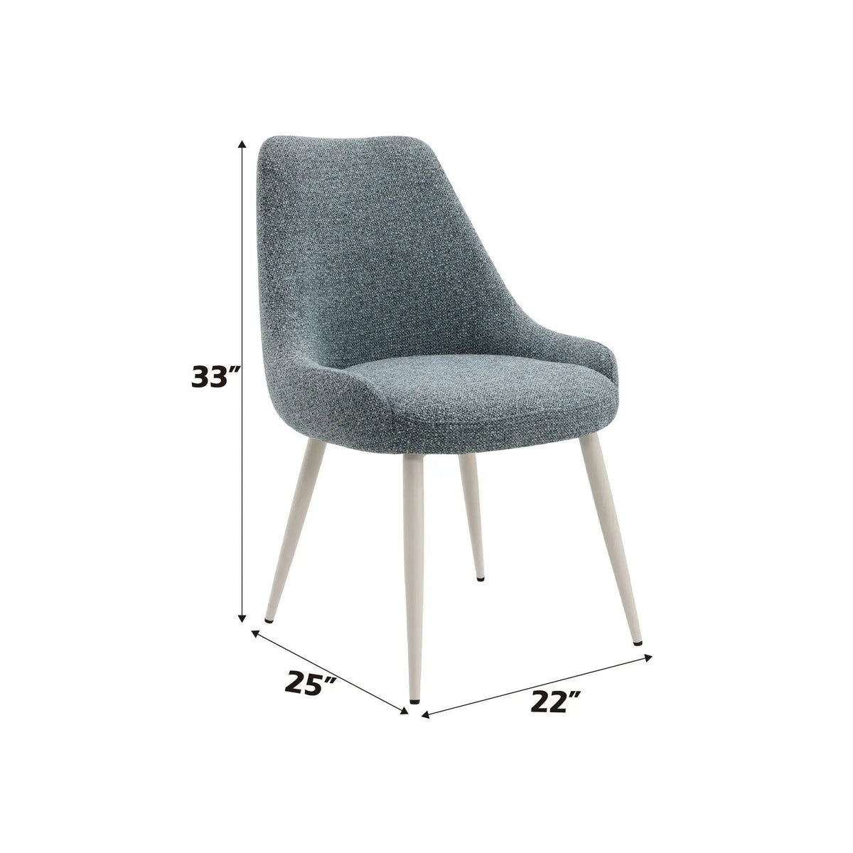 Boucle Side Chair | Light Blue Upholstery | Bone White Pedestal Base | Plush Padded Seat
