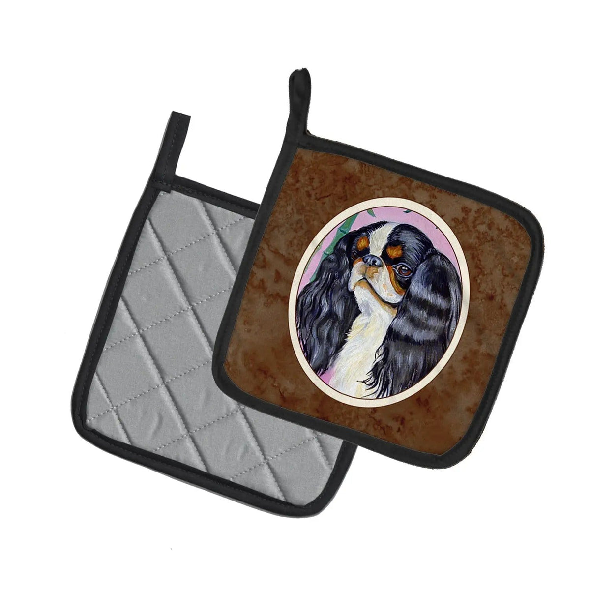 Pot Holder Set of 2 | Heat Resistant Quilted Hot Pads | 7.5 x 7.5 Inch | English Toy Spaniel (Style 5)