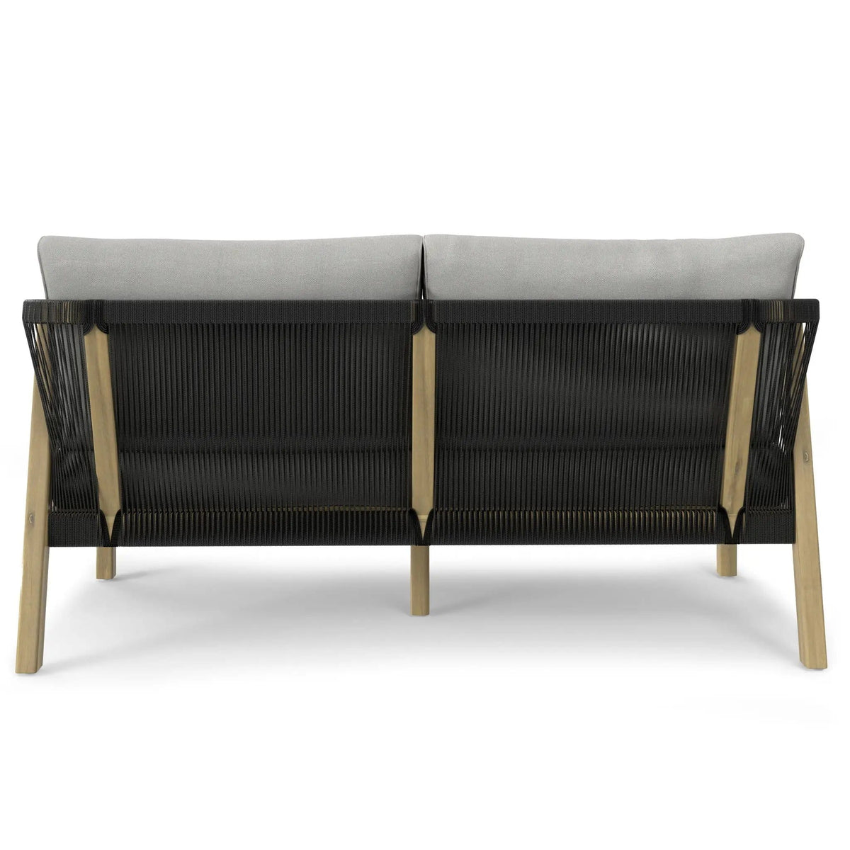 Palmetto Outdoor Sofa | 58.3 x 31.5 x 26 in | Acacia Wood & Fabric | Silver
