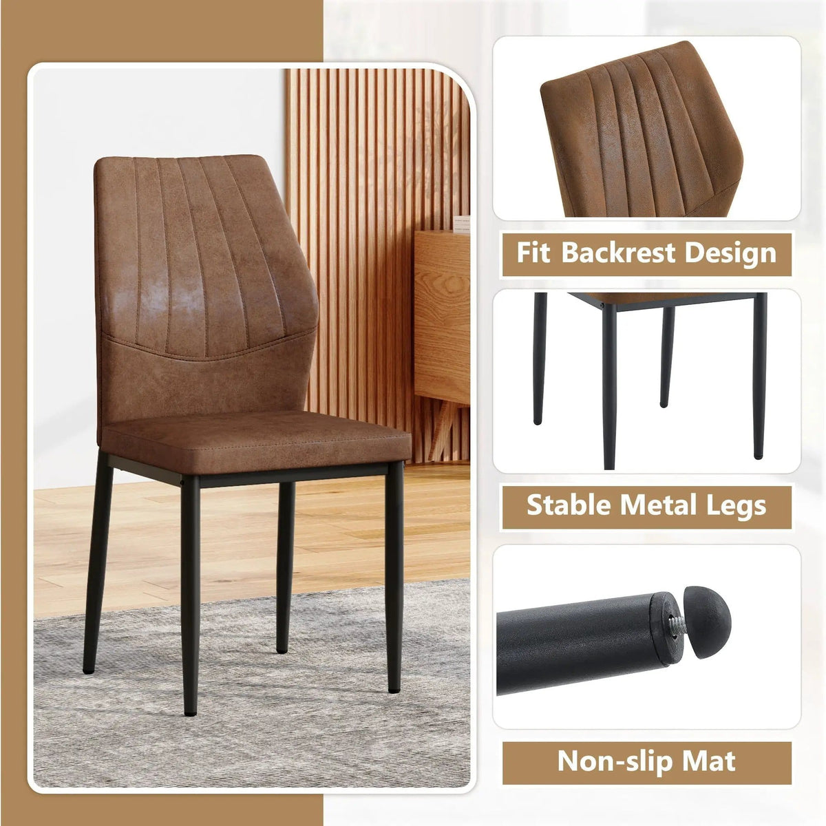 Dining Chairs With Shell Pattern, Comfort And Style Chair Set | 2 Pieces | Fabric & Metal | Dining Room