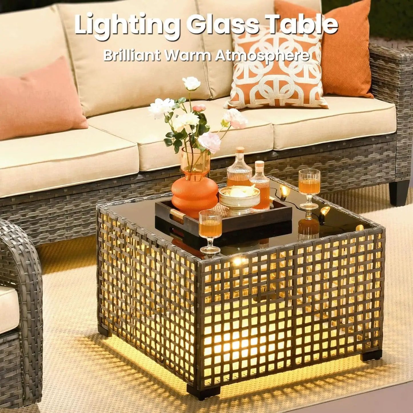 Modern Outdoor Wicker Furniture Set with Swivel Rocking Chairs from PriceLows™