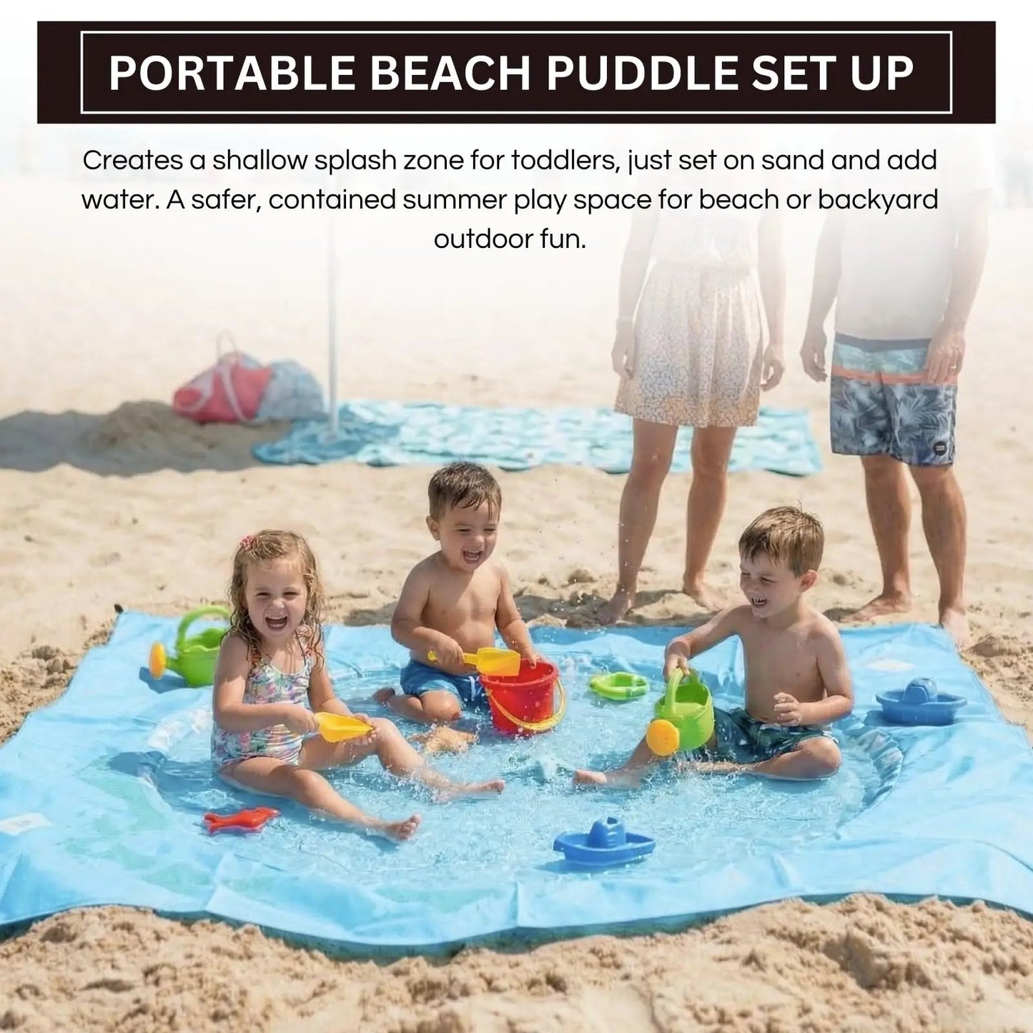 Khen Baby Beach Splash Mat Blue, 1 Piece, 78.74 x in Waterproof Polyester Portable Foldable from PriceLows™