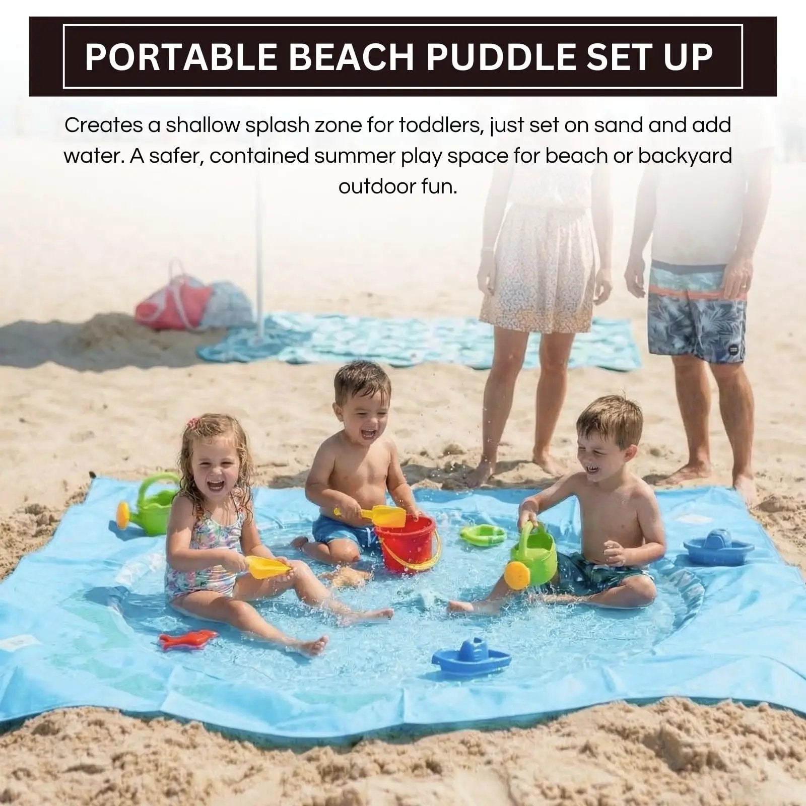 Khen Baby Beach Splash Mat Blue, 1 Piece, 78.74 x in Waterproof Polyester Portable Foldable from PriceLows™