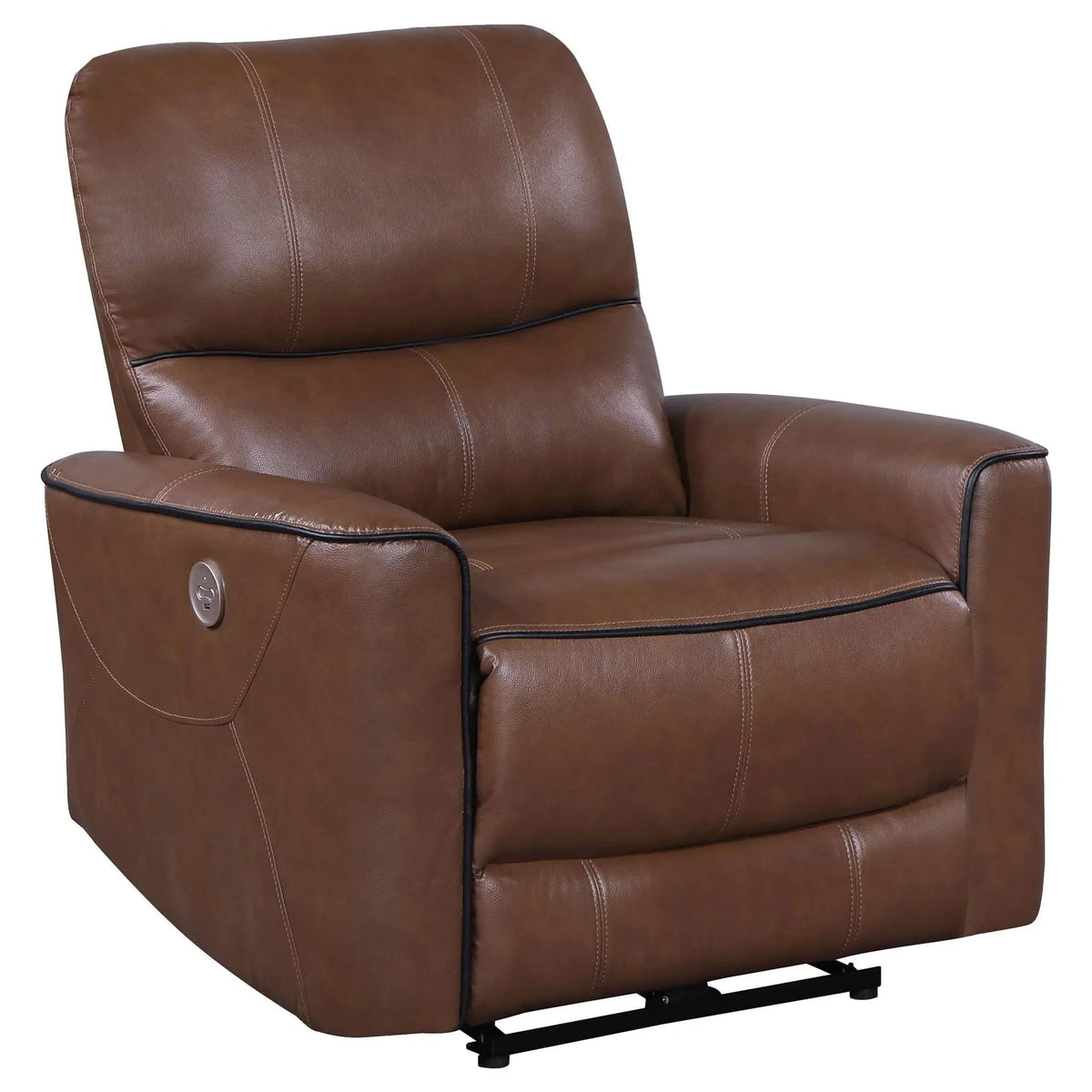 Denson Upholstered Power Recliner Chair With USB Charging And Smooth Button Recline | 36.5 x 37 x 39.75 in | Living Room Furniture | Brown