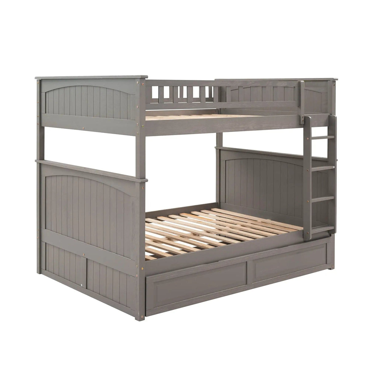 Bunk Bed With Twin Size Trundle, Guardrails | 79.1 x 58.4 x 65.6 in | Pine Wood & Plywood | Bedroom