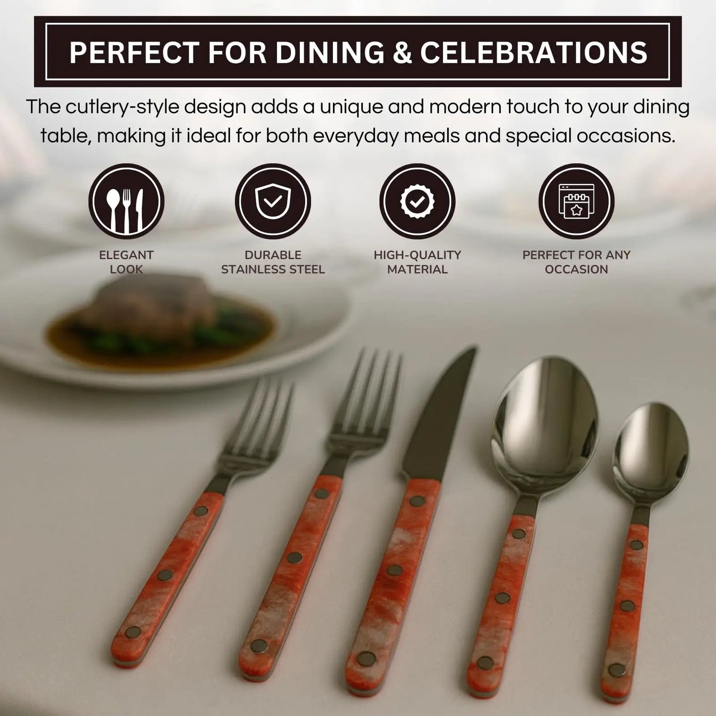 Khen 20-Piece Cutlery Set with Dinner Knives, Forks, Spoons, Salad Forks & Teaspoons from PriceLows™