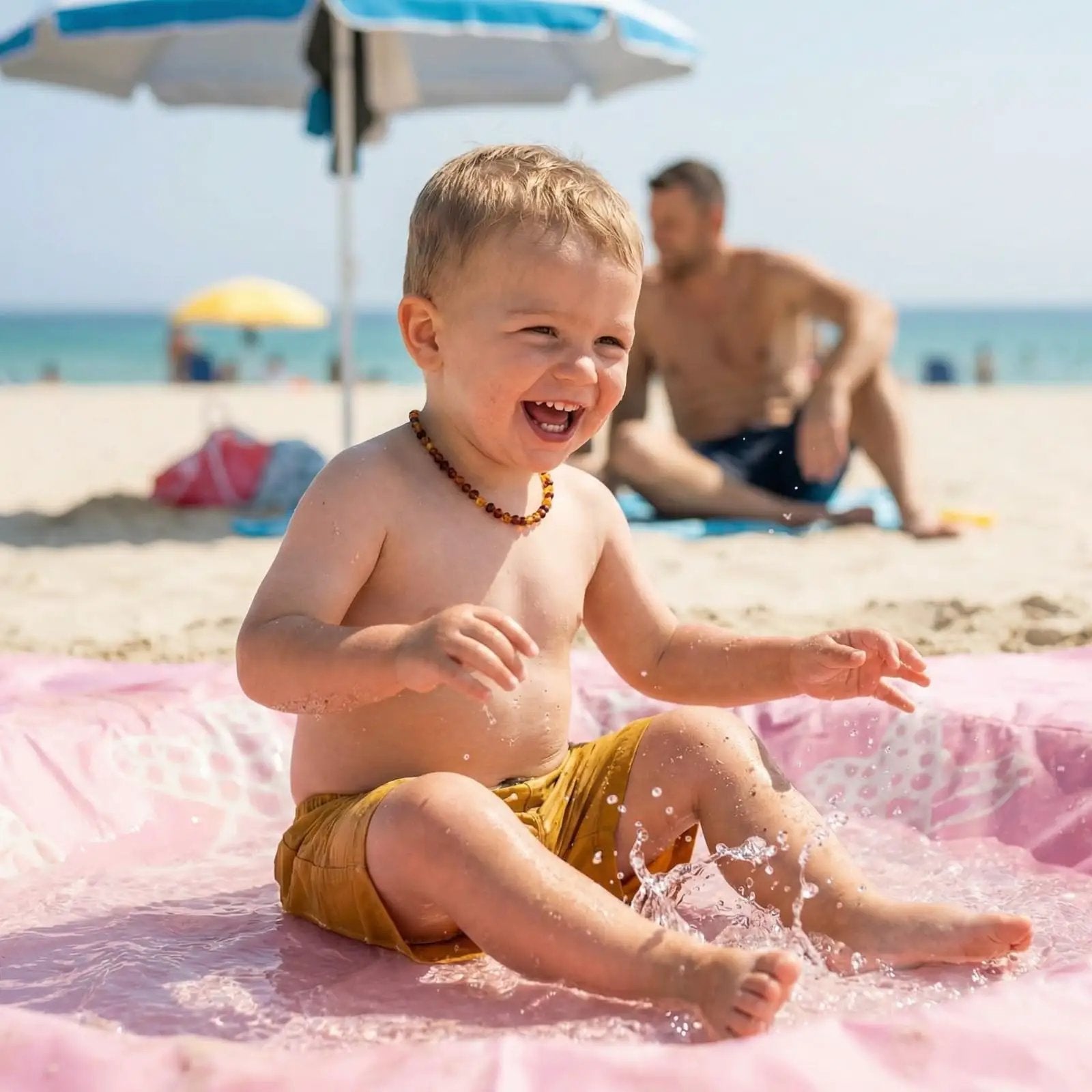 Baby Beach Splash Mat Pink, 1 Piece, 78.74 x in Waterproof Polyester Portable from PriceLows™