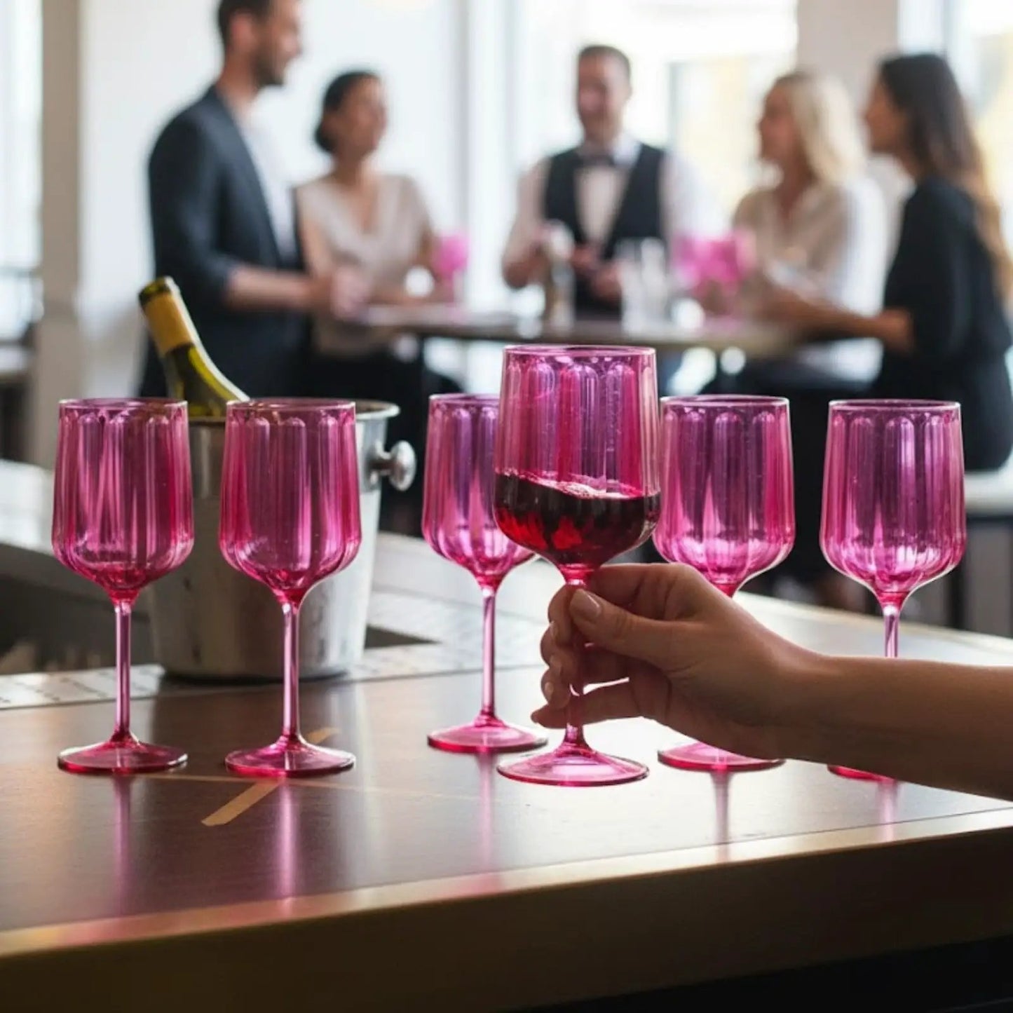 Khen Acrylic Lucia Stemmed Goblets - Set of 6 |14oz | Coral from PriceLows™