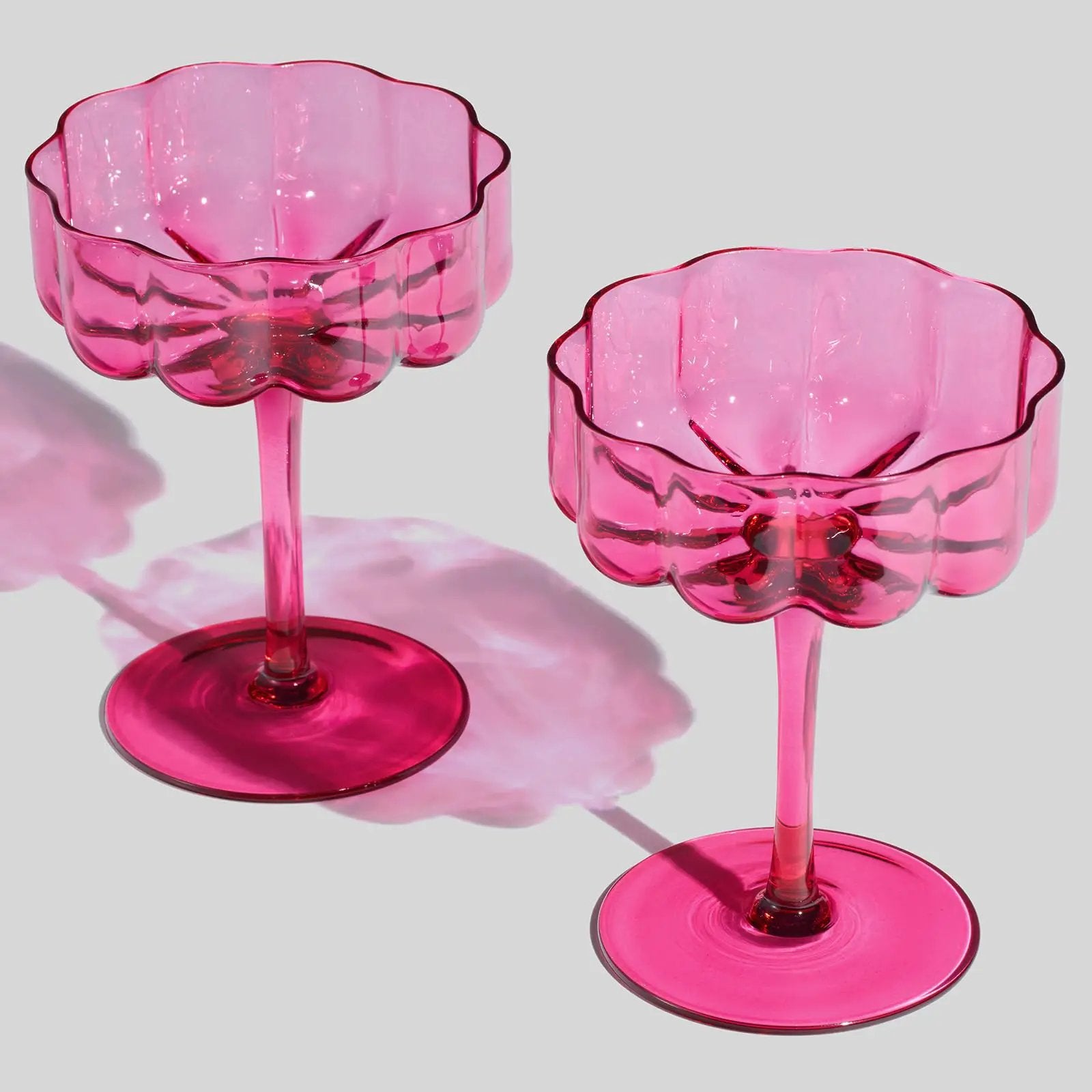 Flower Vintage Wavy Glass Coupes Martini, Champagne & Cocktail Coupes - Set of 2 from PriceLows™