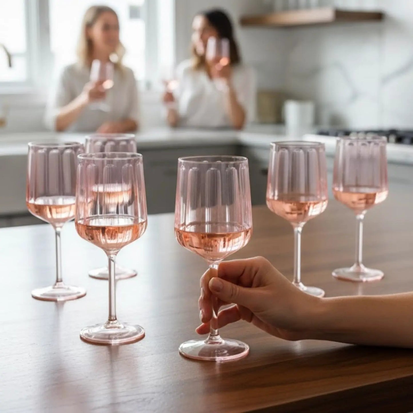 Khen Acrylic Lucia Stemmed Goblets - Set of 6 |14oz | Pink from PriceLows™