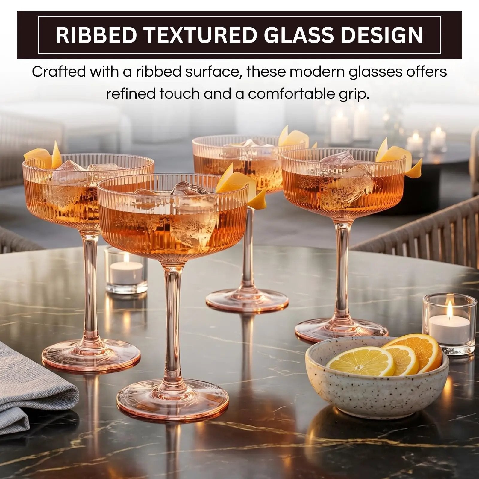 Madrid Acrylic Champagne Coupe Cocktail Glassware, Set of 4 from PriceLows™