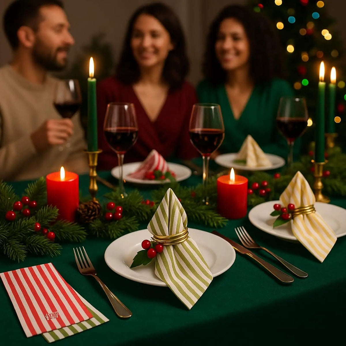 Tonal Striped Disposable Napkin Set 100 Pieces | Set of 100 | Linen | Paper Napkin