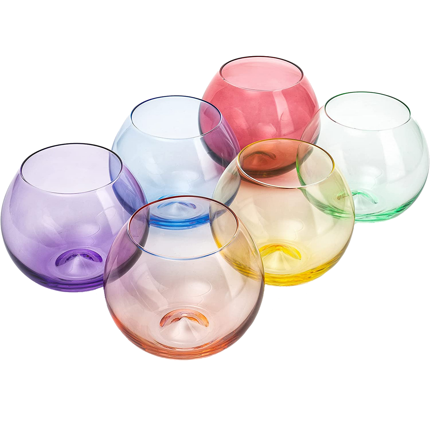 Vibes Colored Wine Glass Set, Large 12oz (Stemless Bubble) from PriceLows™