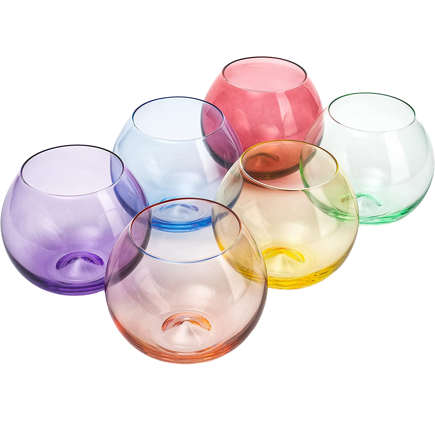 Vibes Colored Wine Glass Set, Large 12oz (Stemless Bubble) from PriceLows™