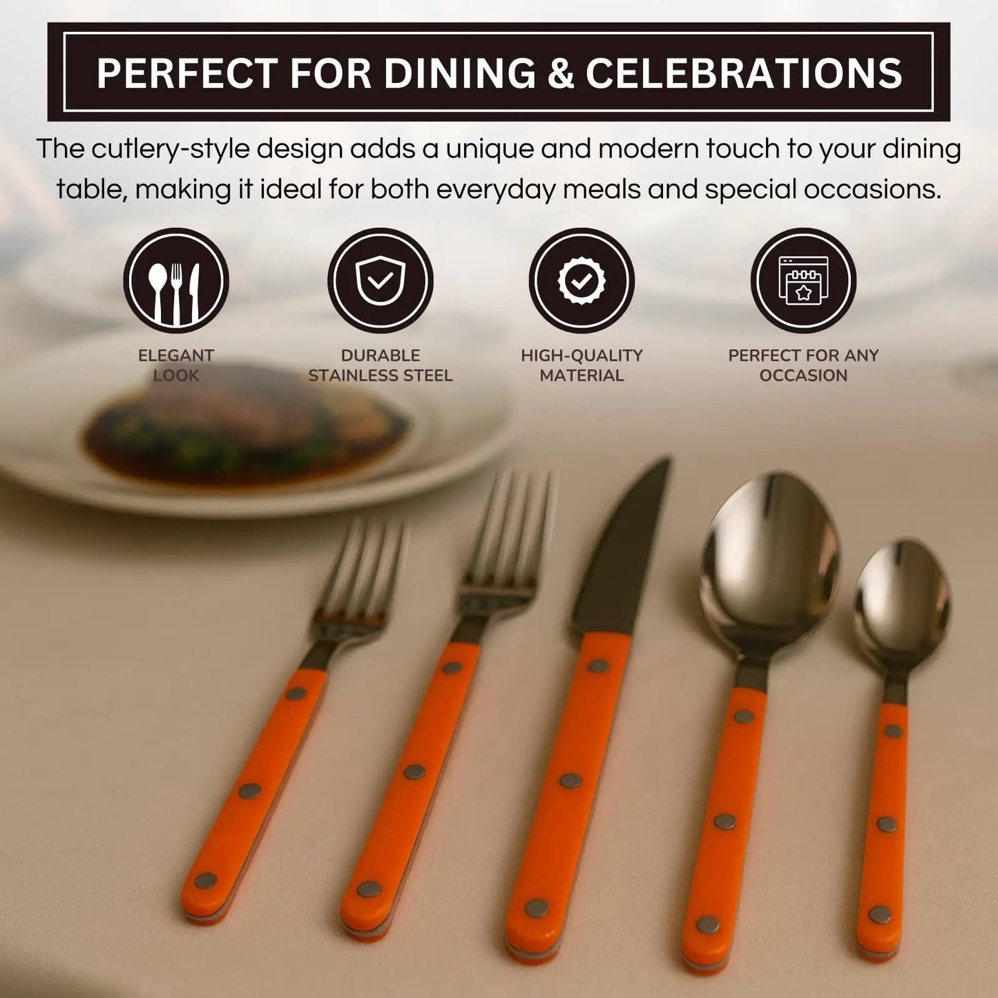 Khen 20-Piece Cutlery Set with Dinner Knives, Forks, Spoons, Salad Forks & Teaspoons from PriceLows™