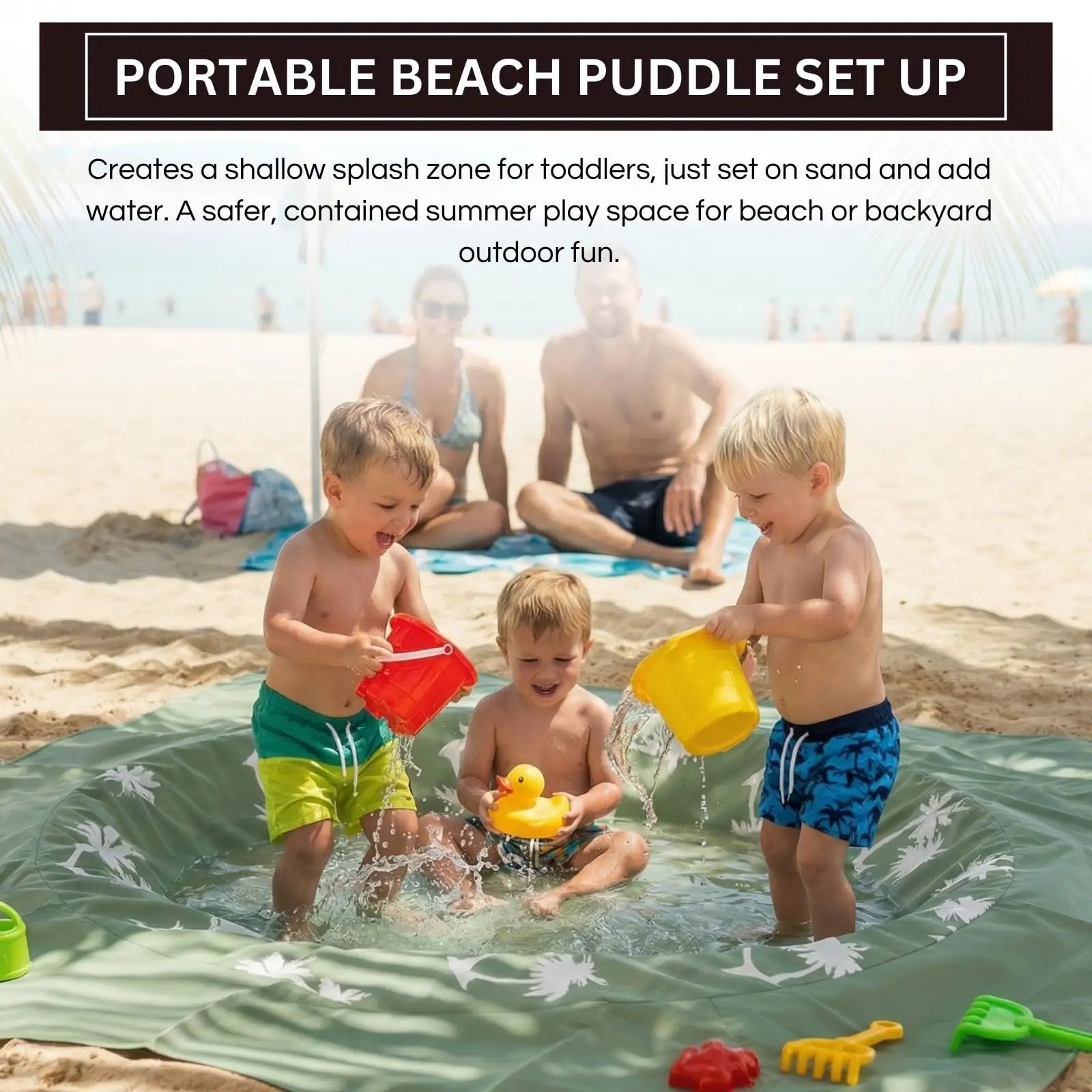 Baby Beach Splash Mat Green, 1 Piece, 78.74 x in Waterproof Polyester Portable Foldable from PriceLows™