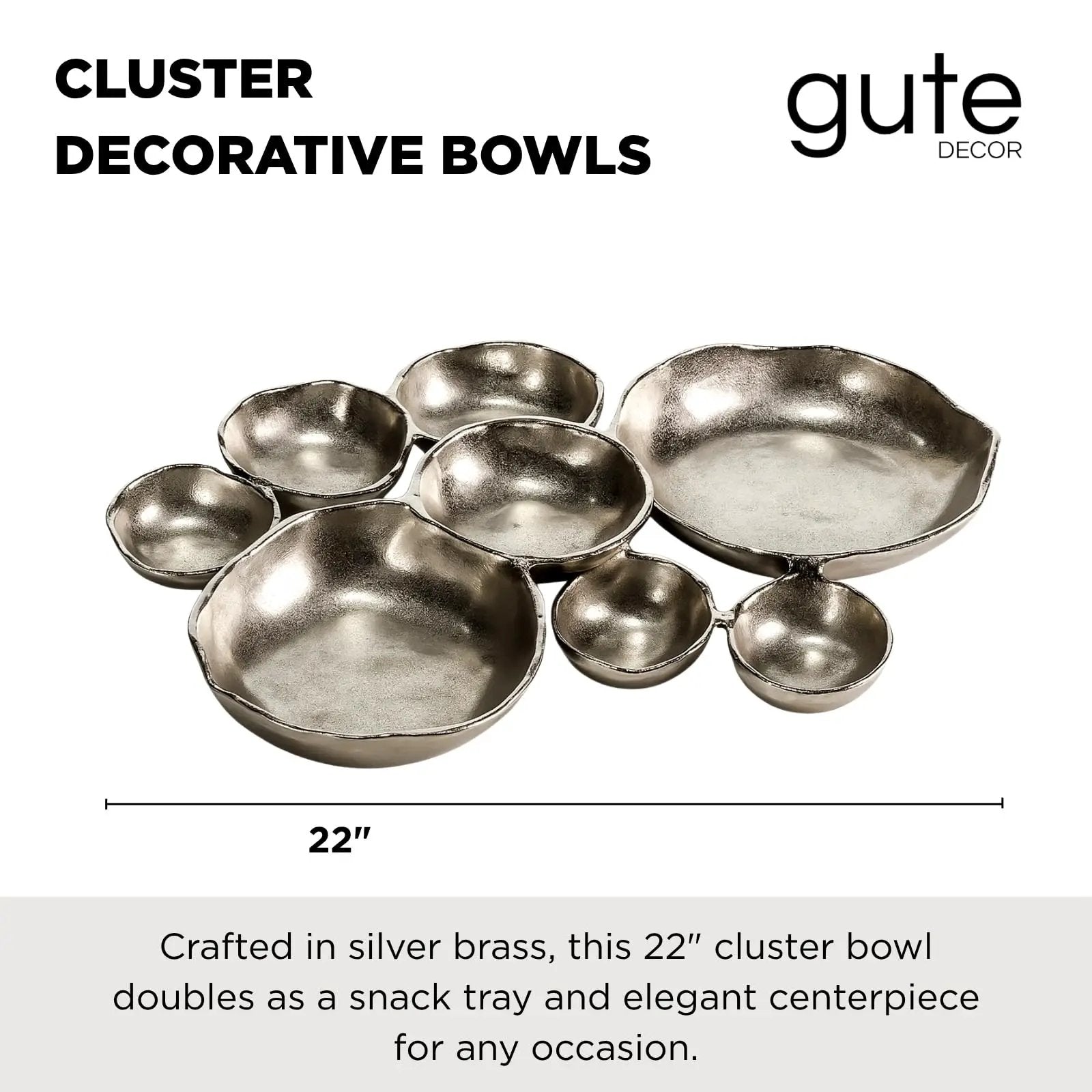 Cluster Decorative Bowls, Bright Silver Brass - Decoration, Snack Tray Bowl from PriceLows™