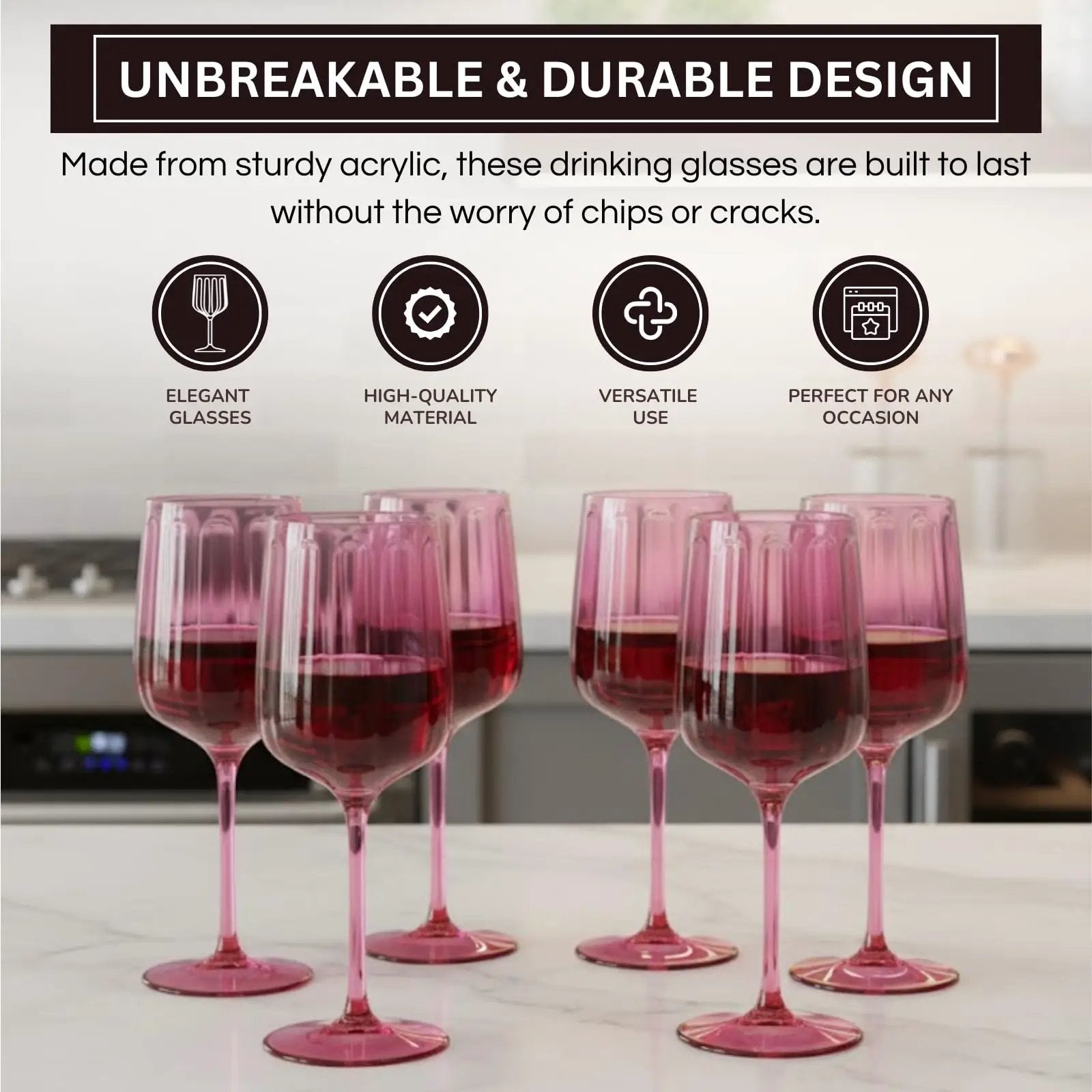 Khen Acrylic Lucia Stemmed Goblets - Set of 6 |14oz | Coral from PriceLows™