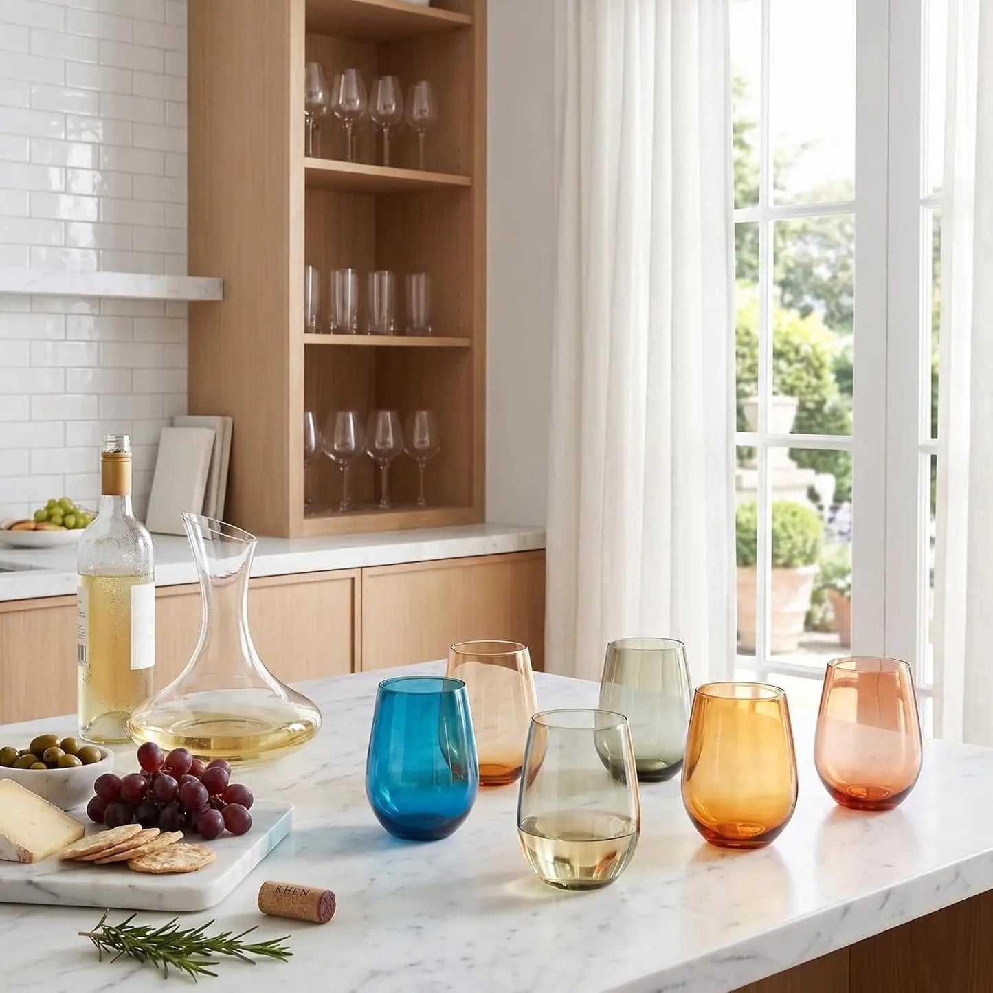 Acrylic Stemless Wine Glass Set | 15 Oz Capacity | Shatter Resistant | Set of 12
