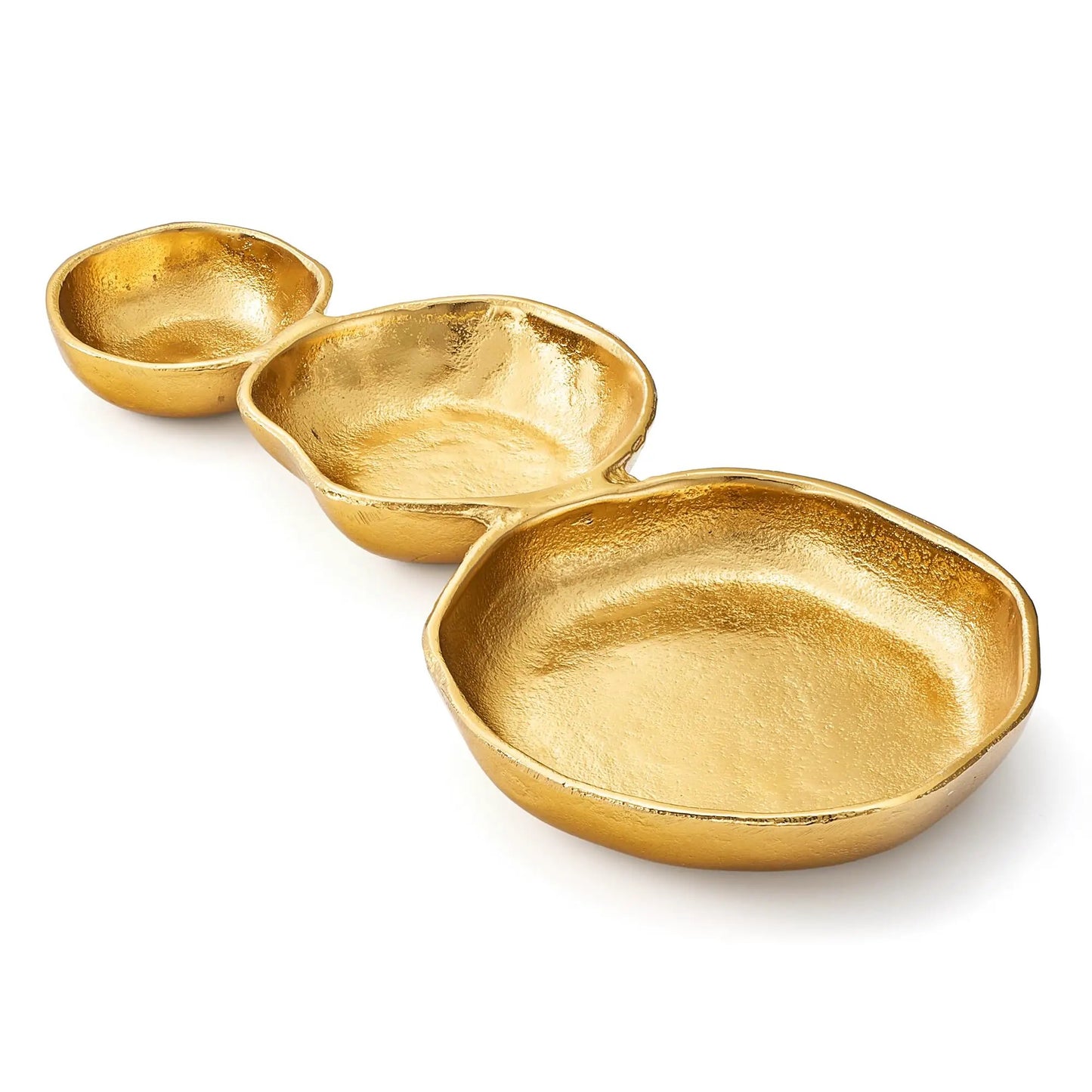 3 Cluster Decorative Bowls Gold Hammered Snack Tray Bowl Chip from PriceLows™