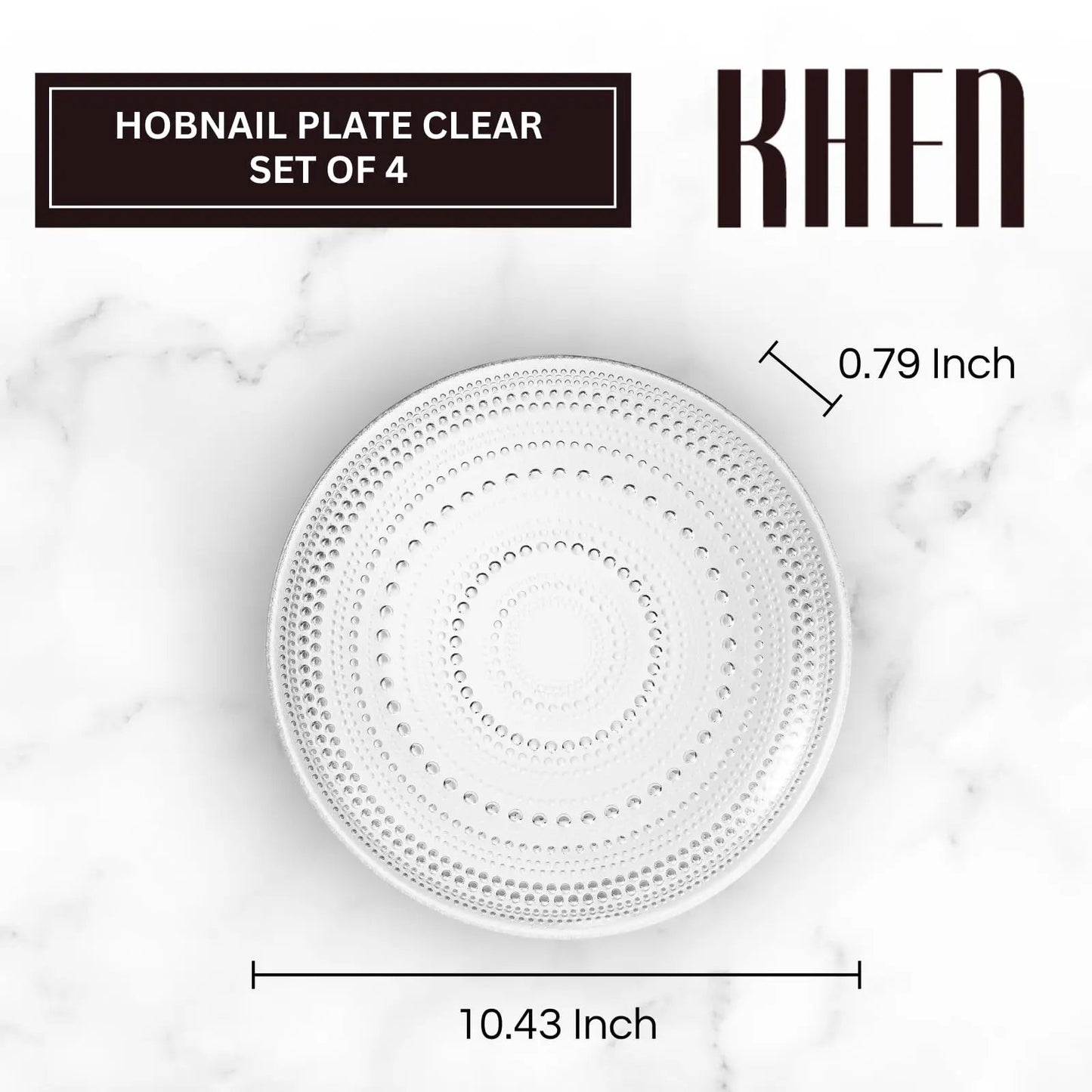 Glass Hobnail Dinner or Charger Plates | Set of 4 | Clear from PriceLows™