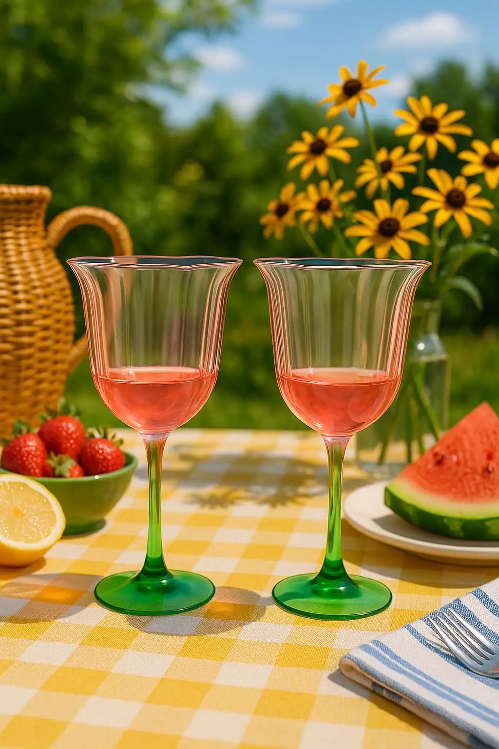 Khen Blossom Pink Tulip Wine Glasses Set of 2, Hand Blown Colored Crystal from PriceLows™